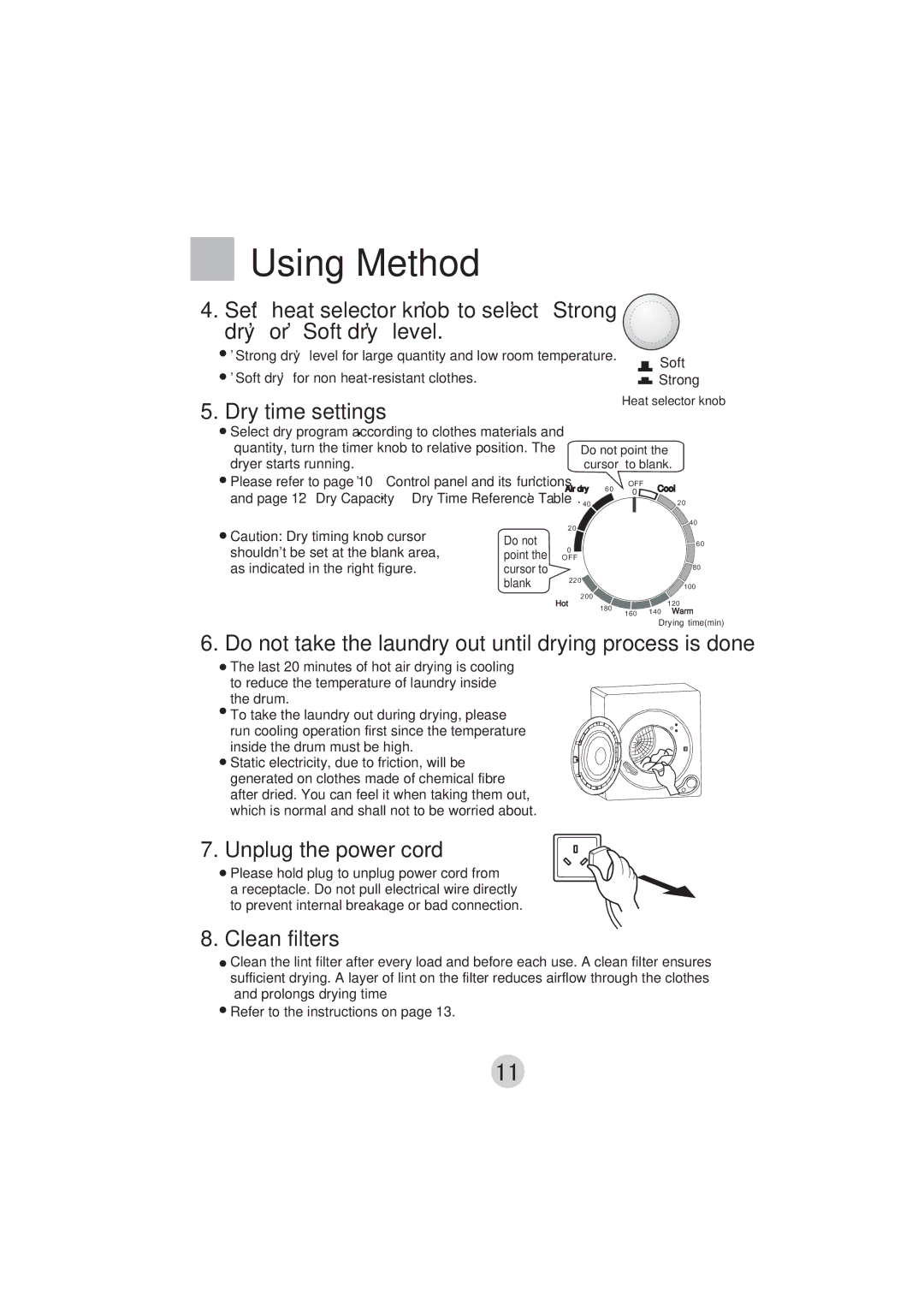 Technika T50DM manual Dry time settings 