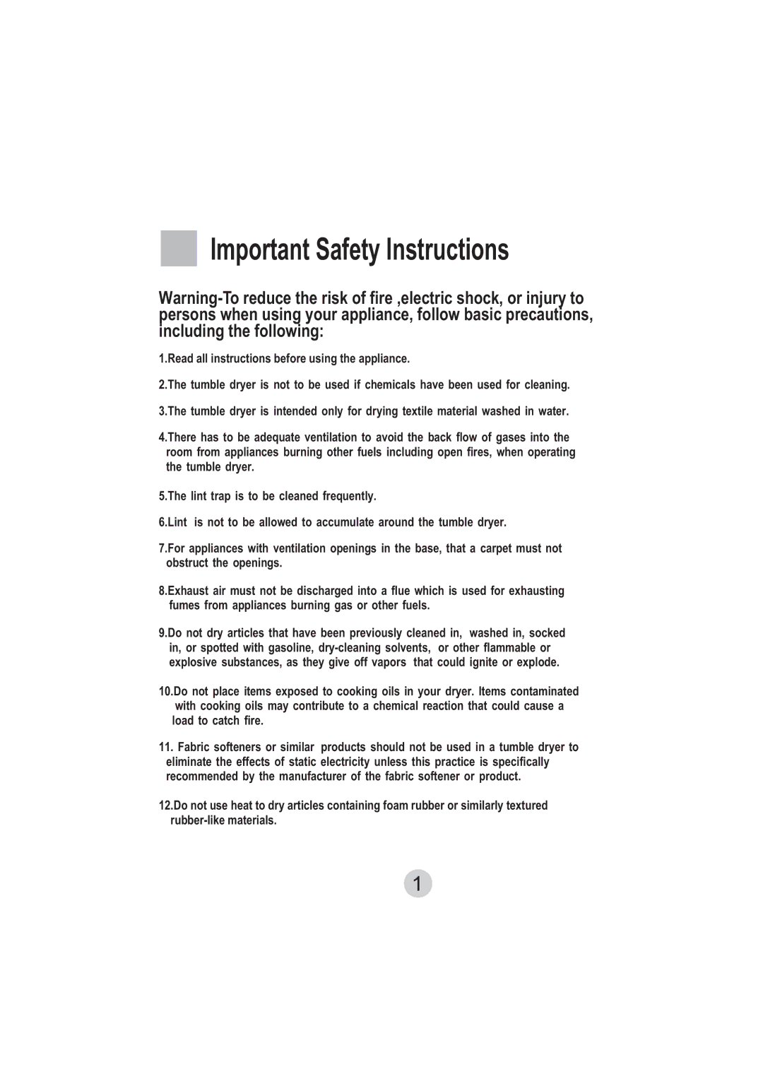 Technika T50DM manual Important Safety Instructions 