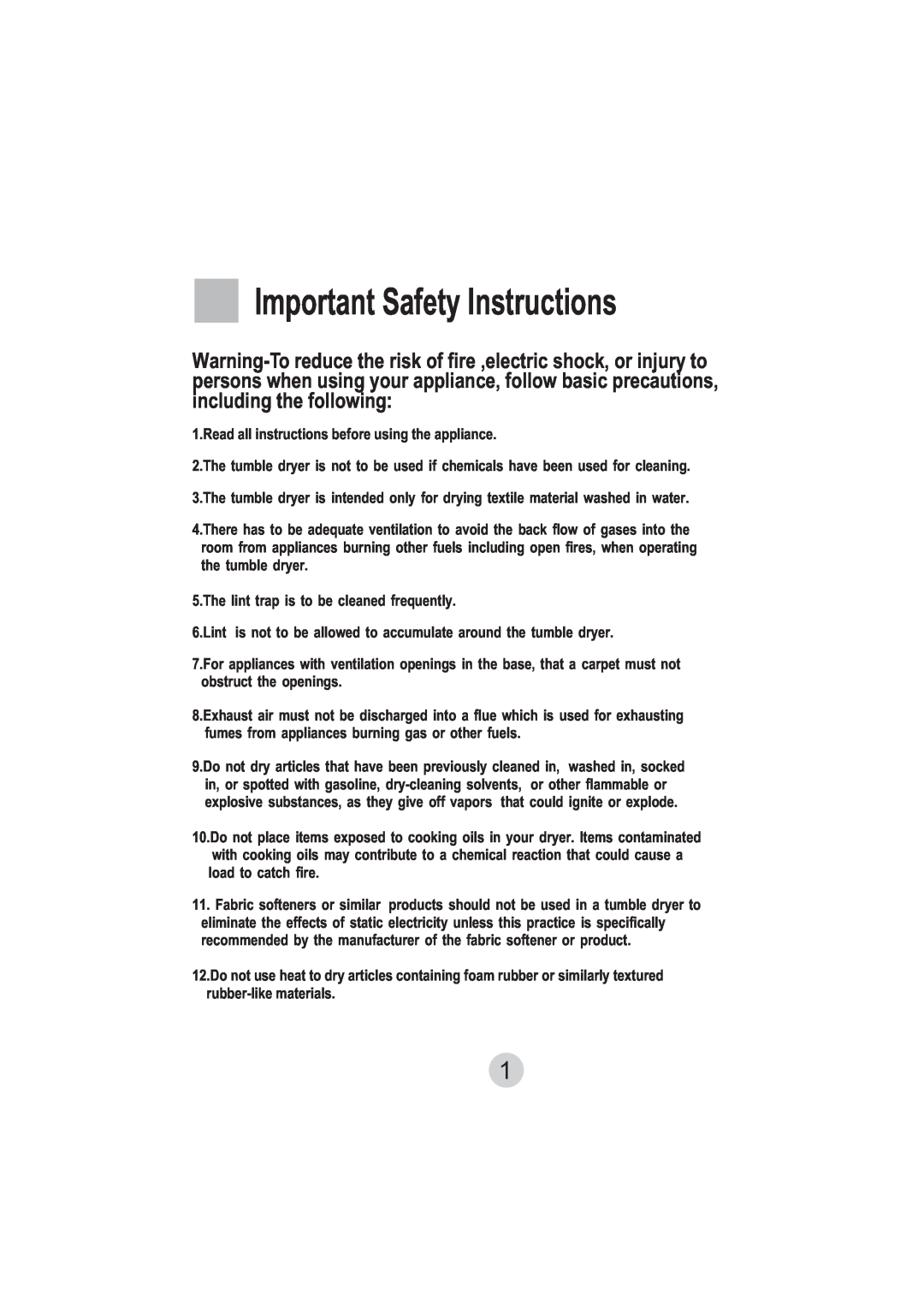 Technika T50DM manual Important Safety Instructions 