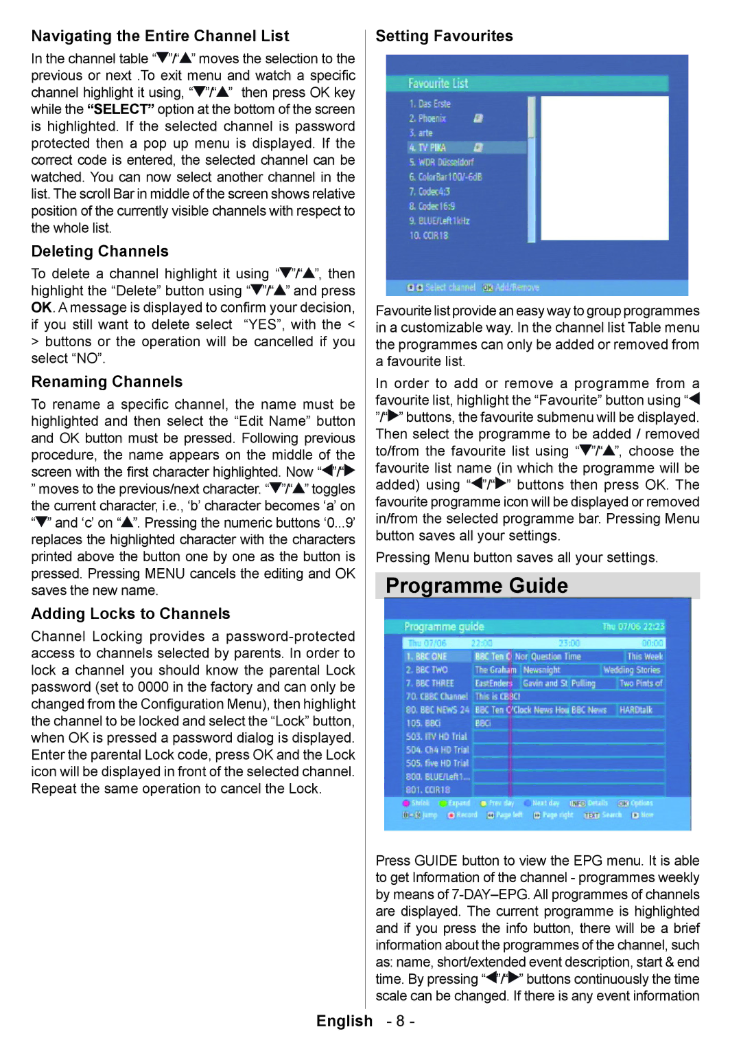 Technika T835 user manual Programme Guide 