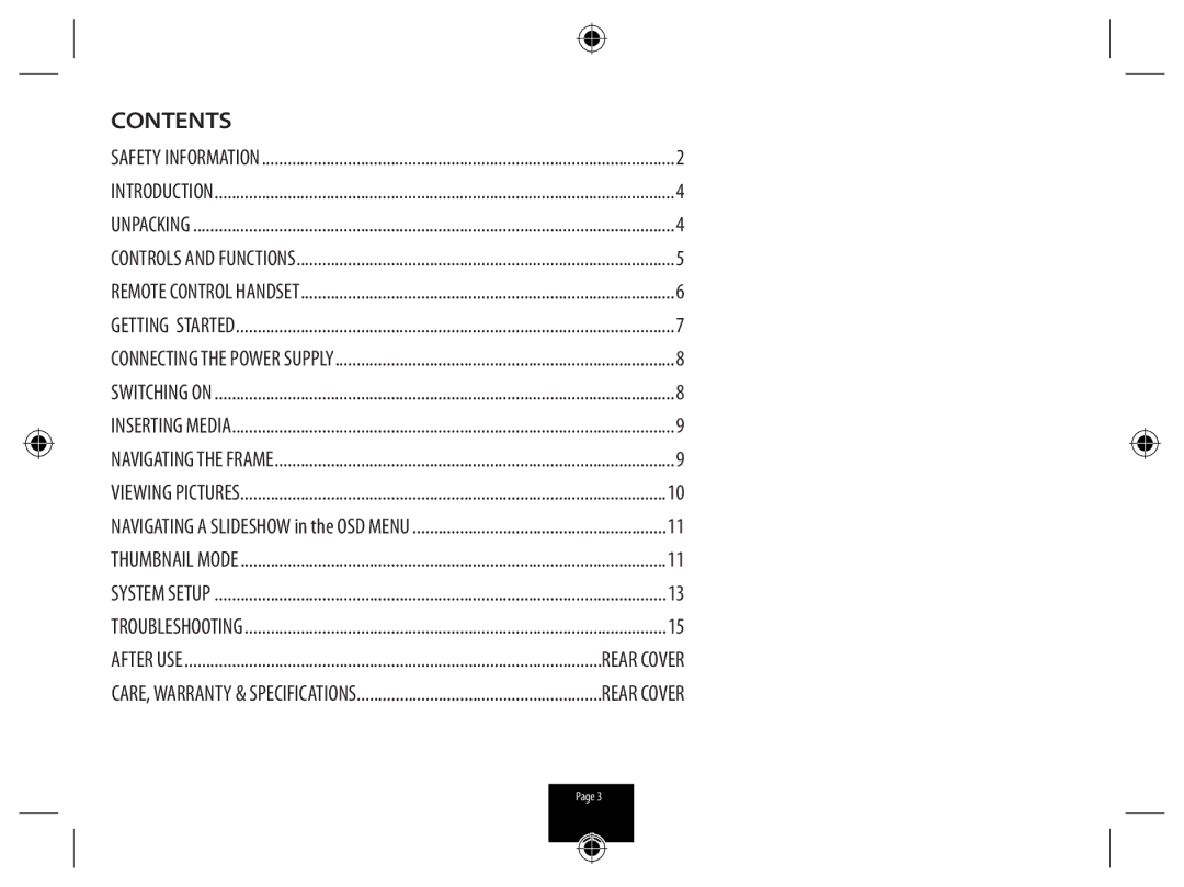 Technika X800 manual Contents 