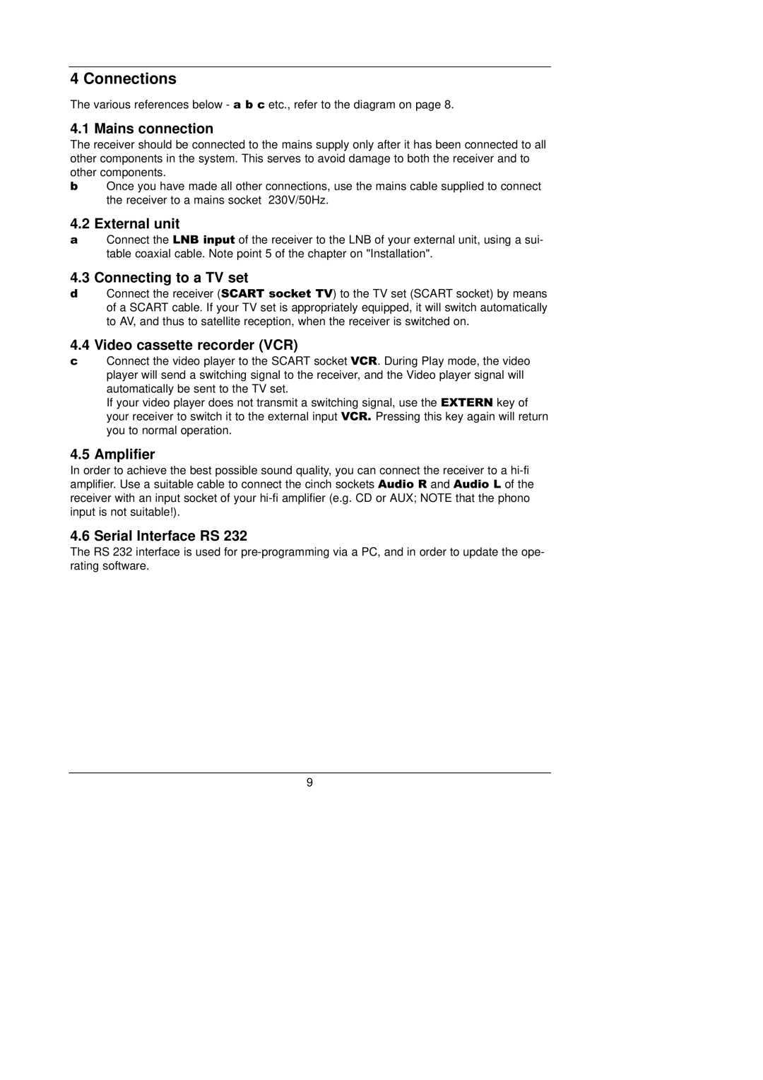 TechniSat 1 manual Connections 