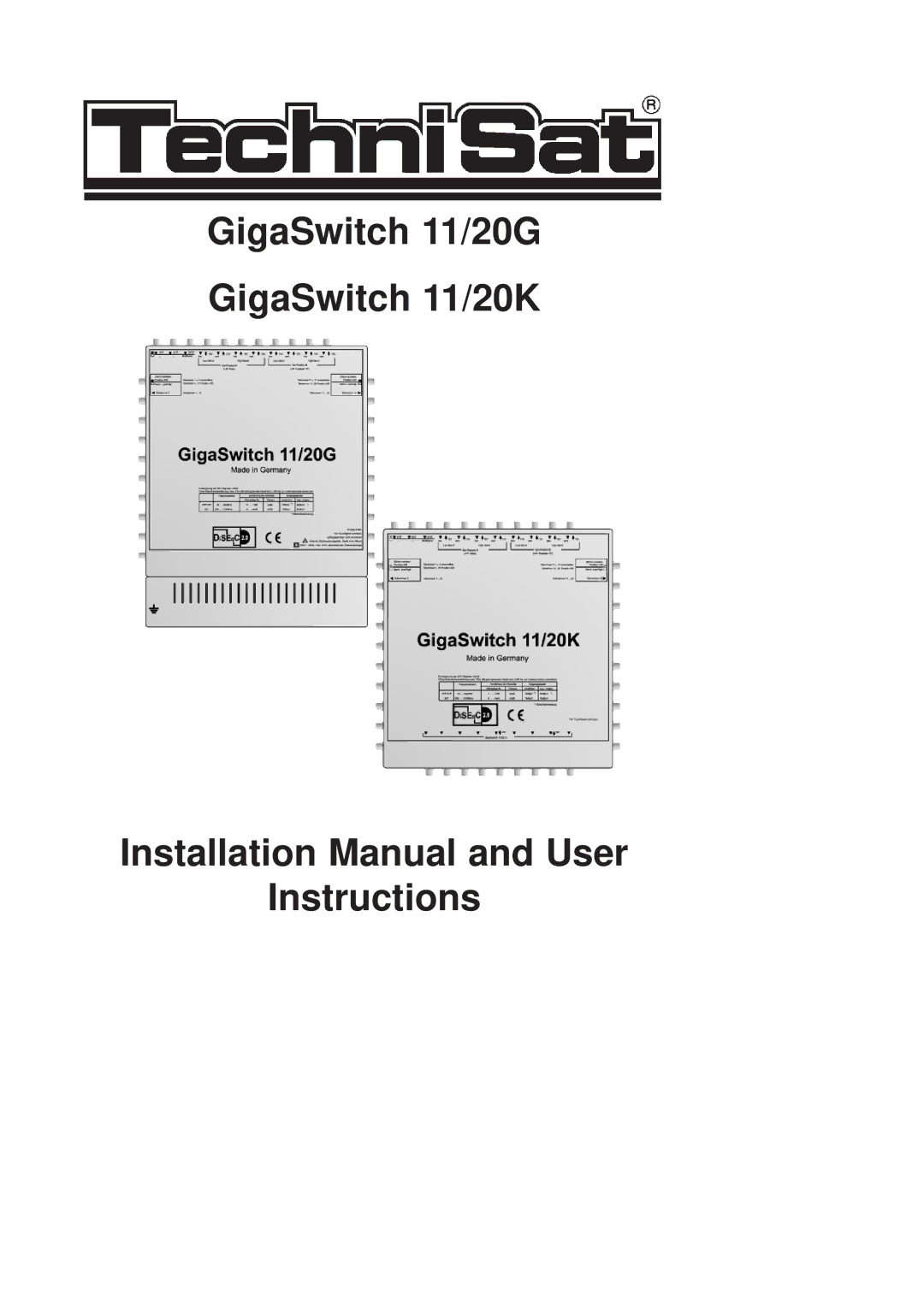 TechniSat 11/20G, 11/20K installation manual 