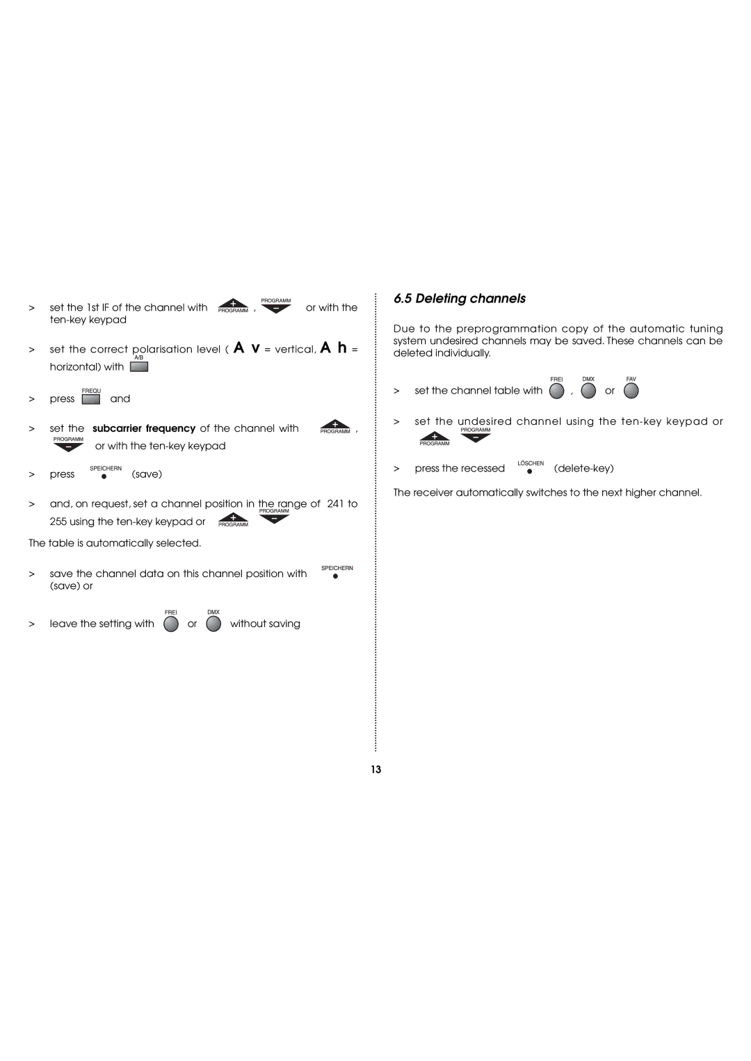 TechniSat AX1 operating instructions Deleting channels 