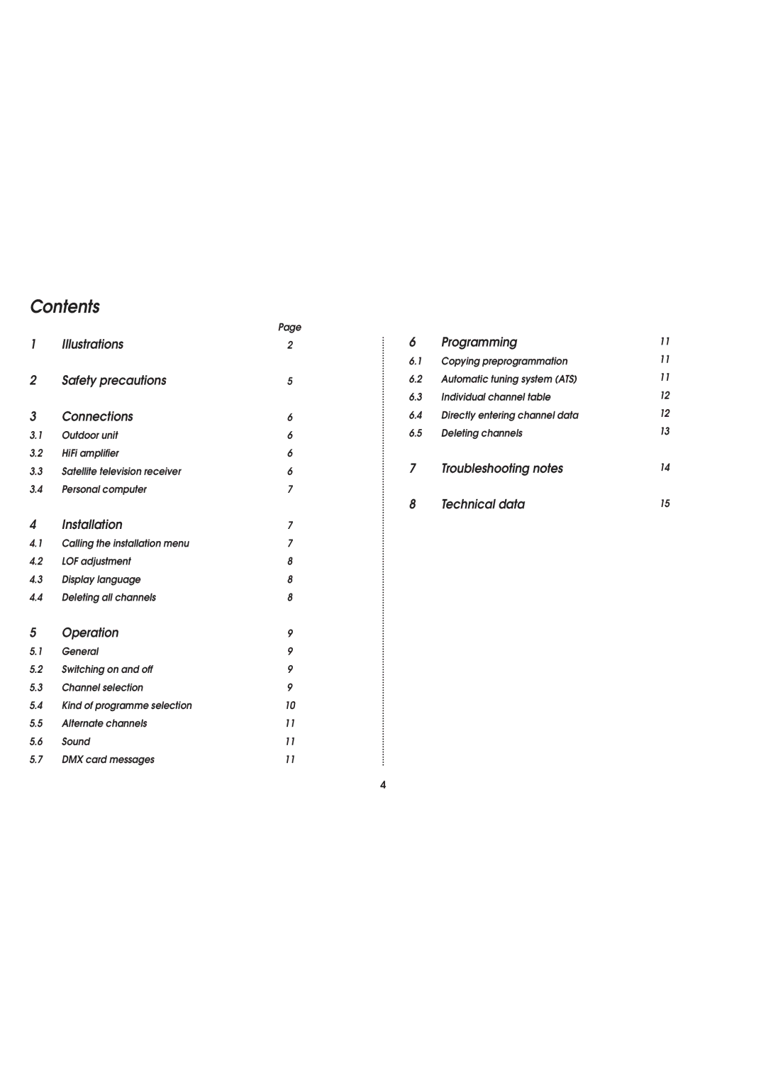 TechniSat AX1 operating instructions Contents 