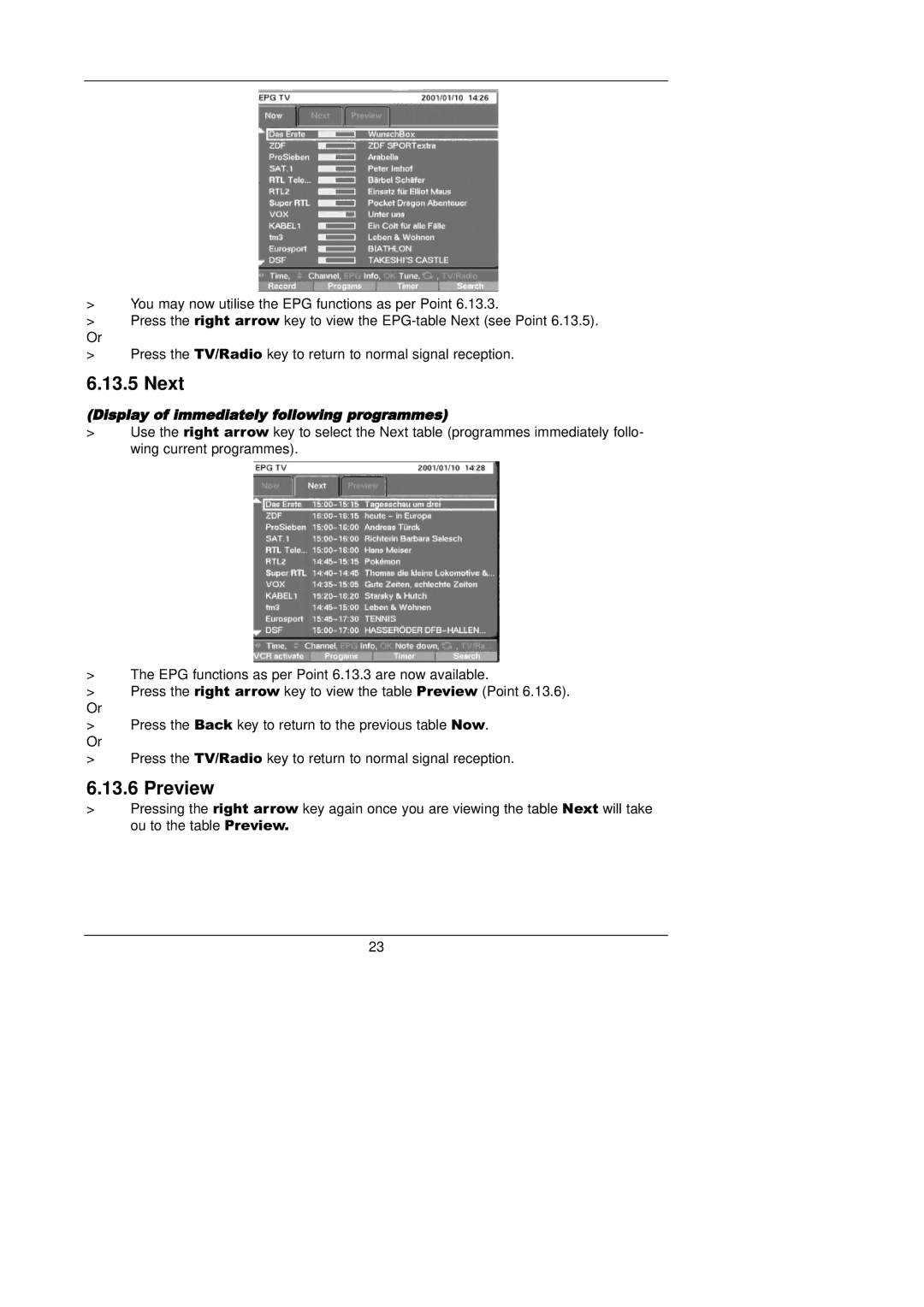 TechniSat CAM 1 plus instruction manual Next, Preview 