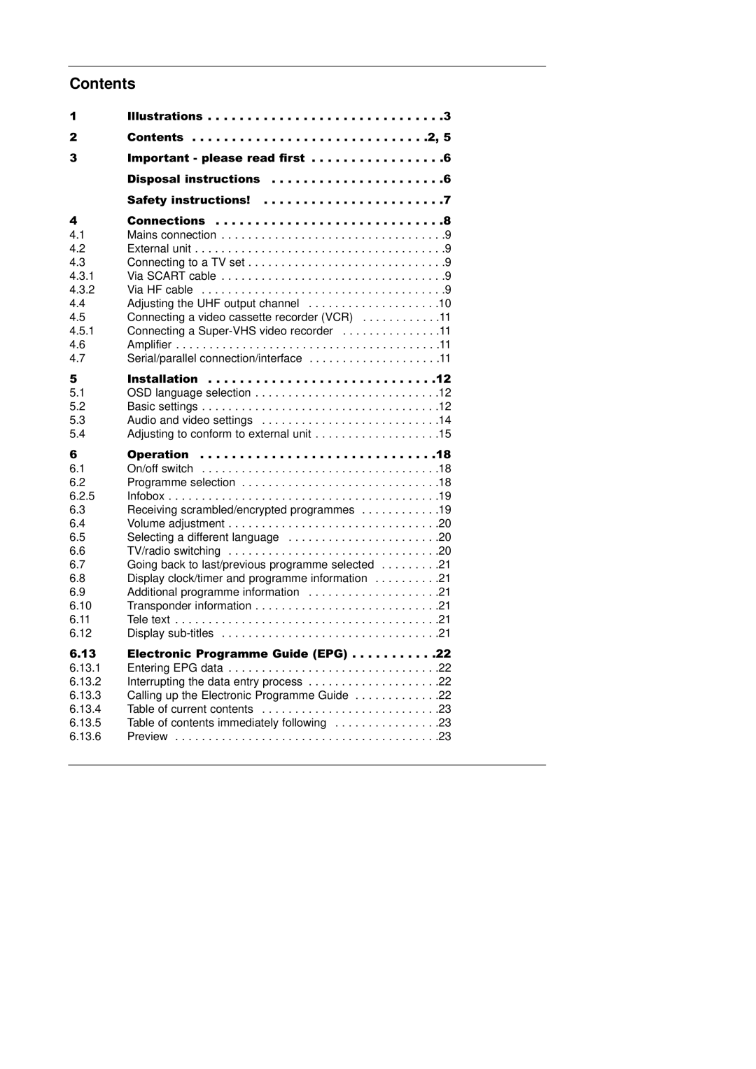 TechniSat CAM 1 plus instruction manual Contents 