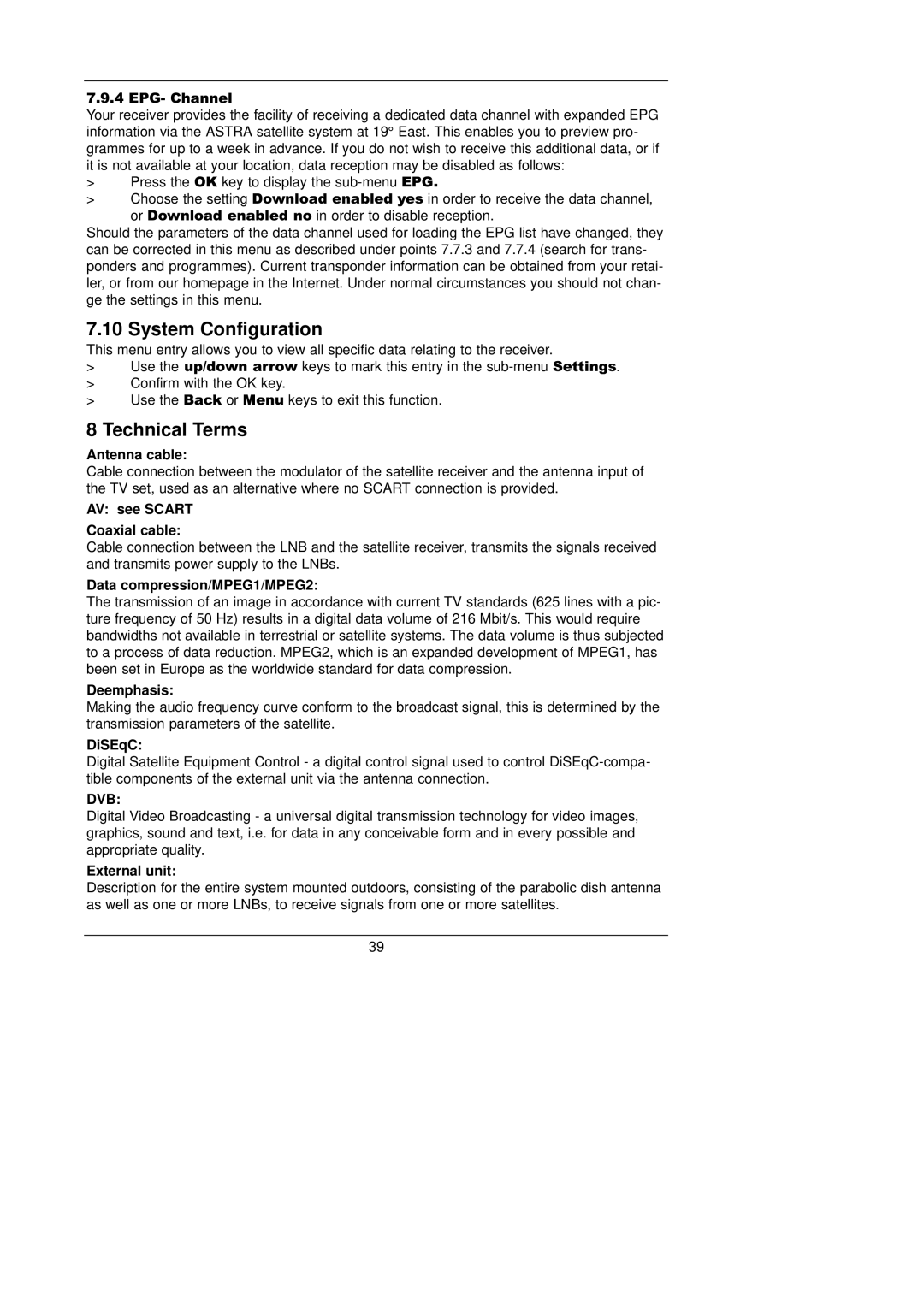 TechniSat CAM 1 plus instruction manual System Configuration, Technical Terms 