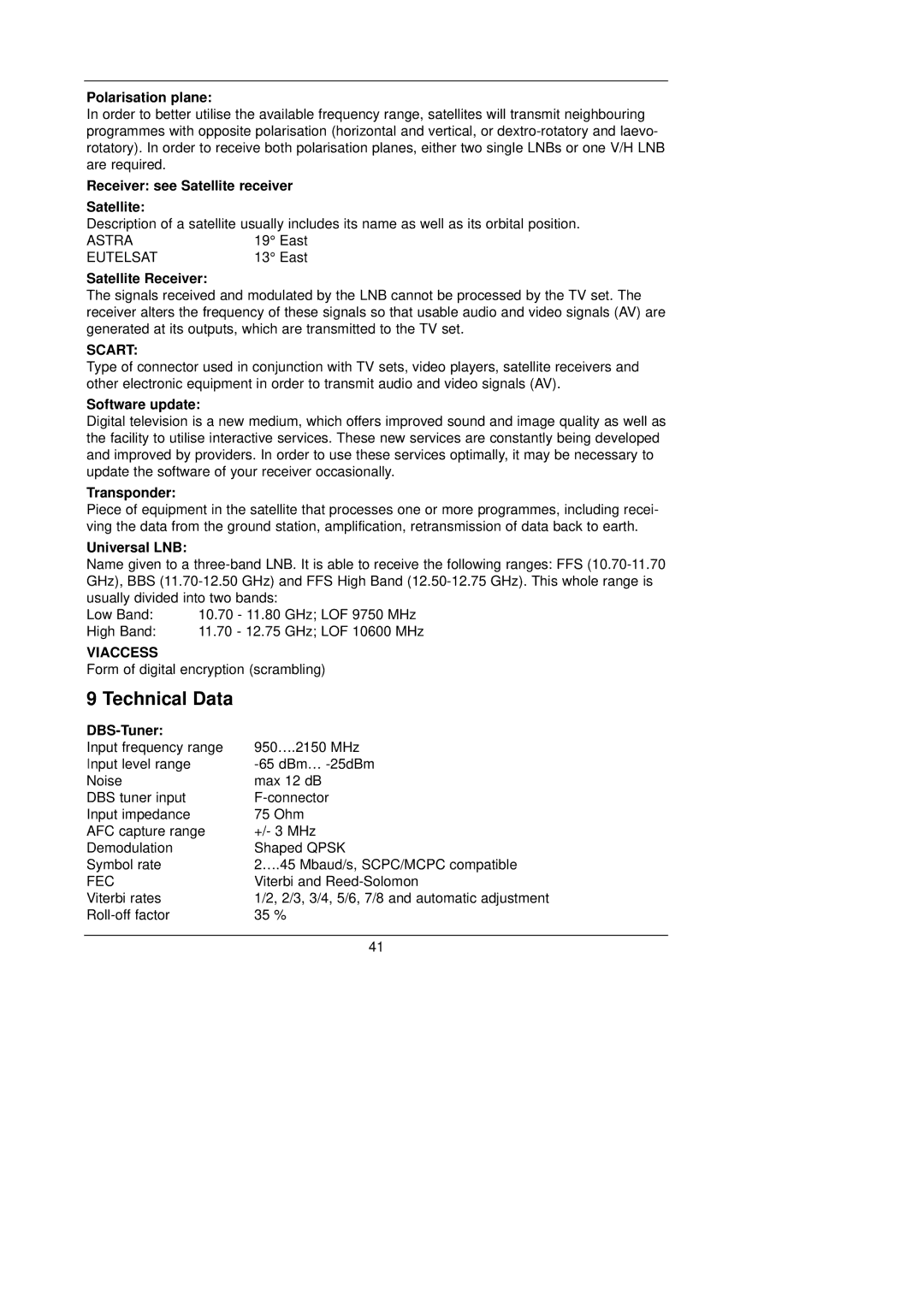 TechniSat CAM 1 plus instruction manual Technical Data 