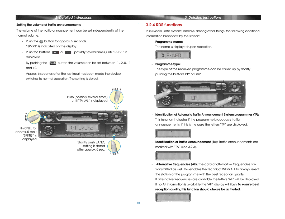 TechniSat Car Radio manual RDS functions 