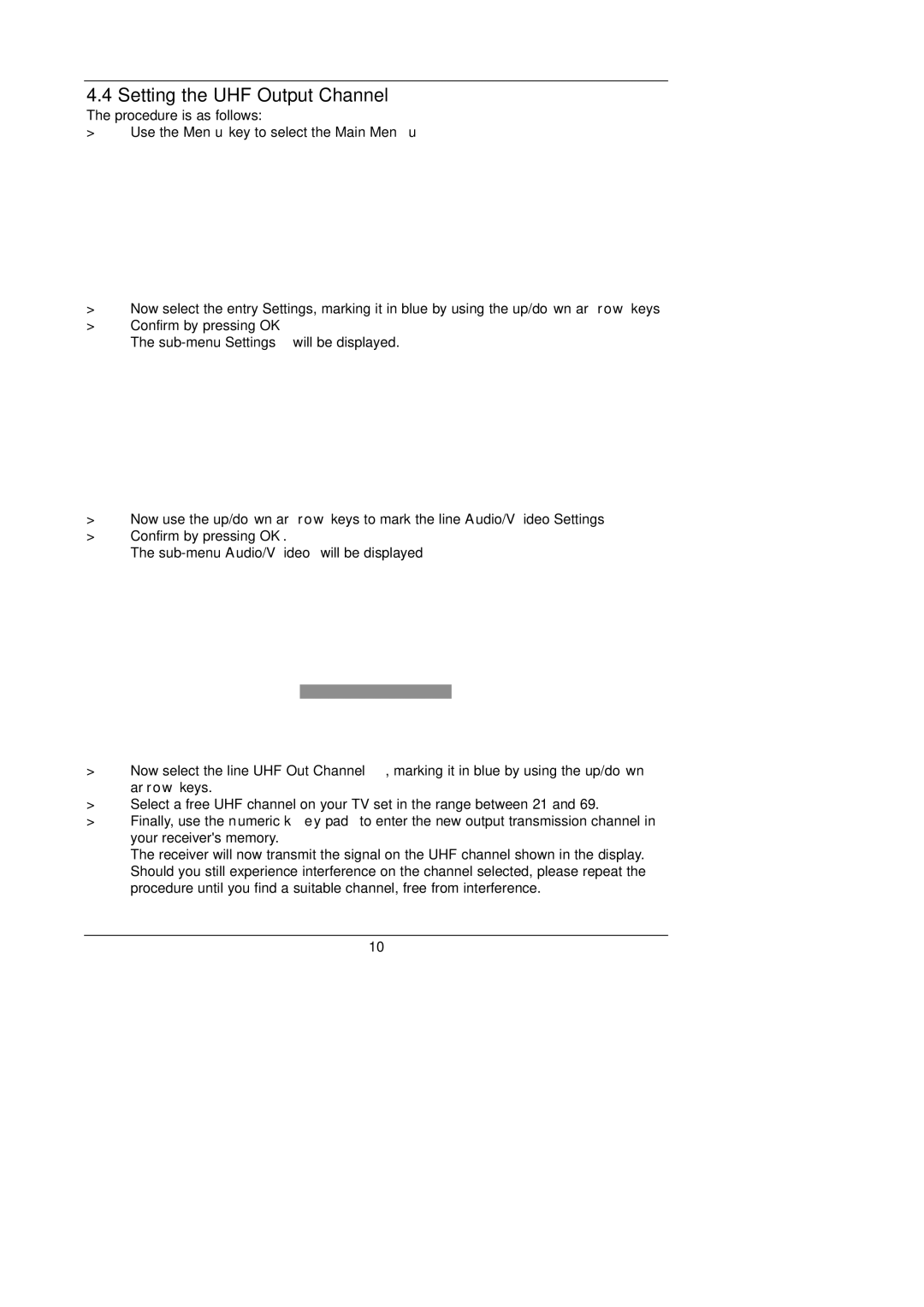 TechniSat DigiBox VIACCESS instruction manual Setting the UHF Output Channel 