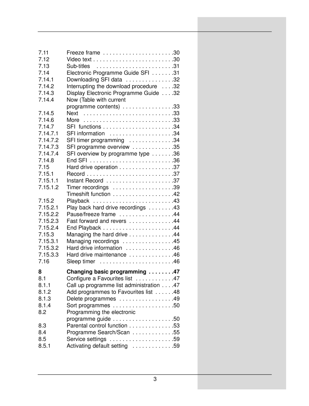 TechniSat DigiCorder S1 manual Changing basic programming 