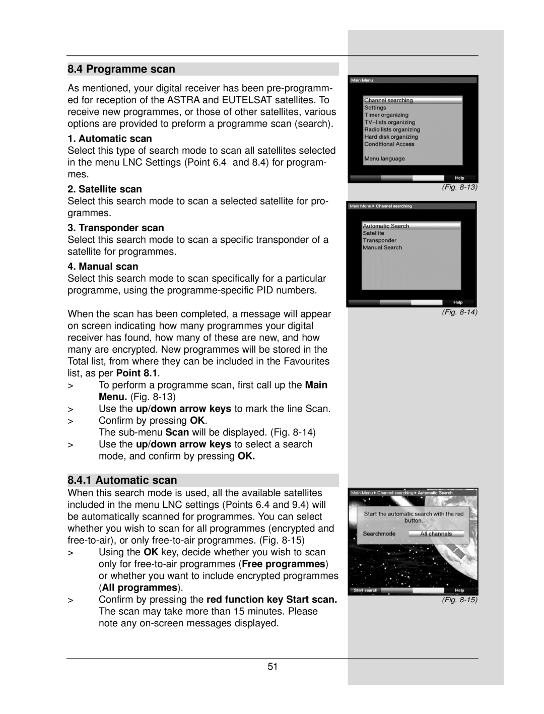 TechniSat DigiCorder S1 manual Programme scan, Automatic scan 