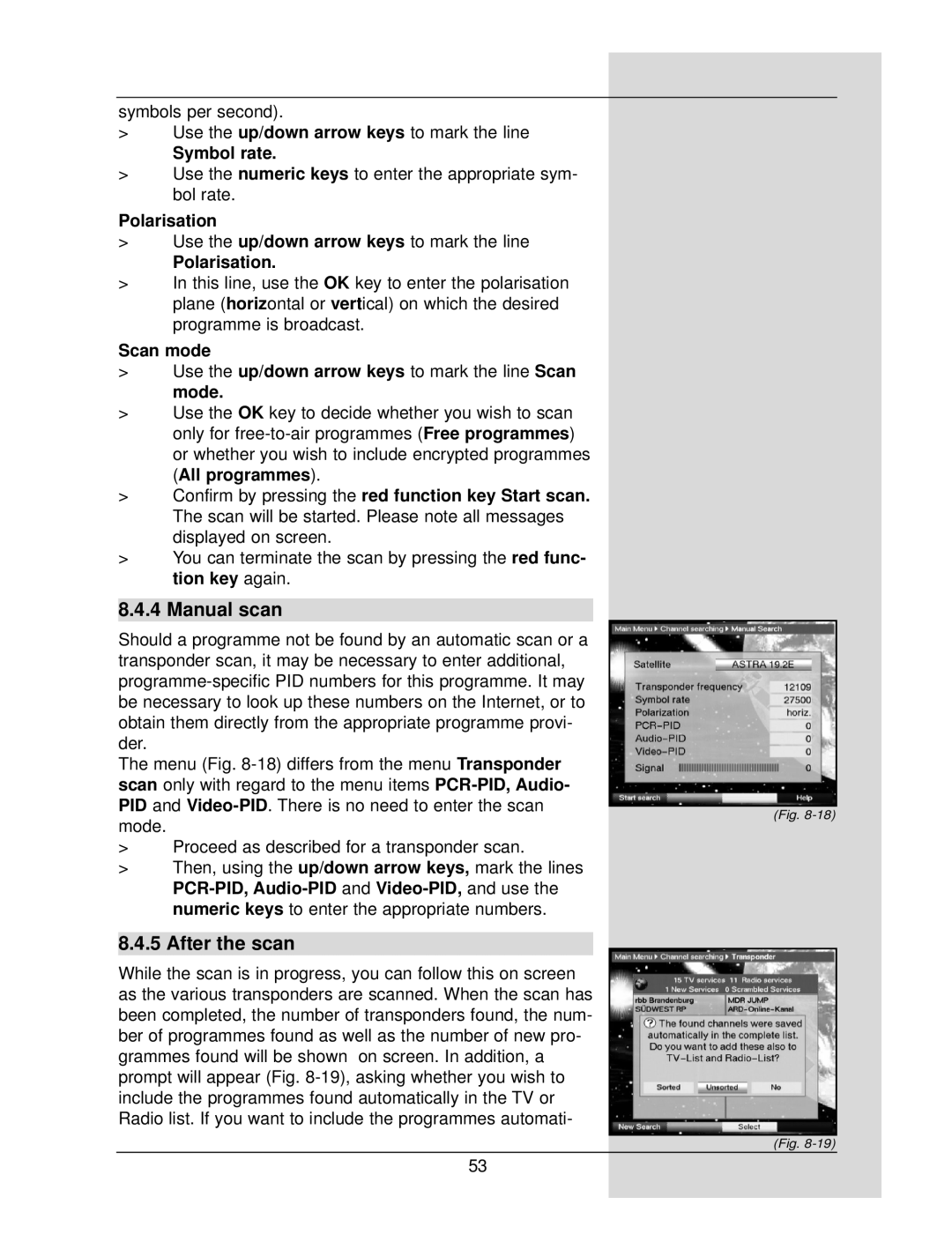 TechniSat DigiCorder S1 manual Manual scan, After the scan, Scan mode 