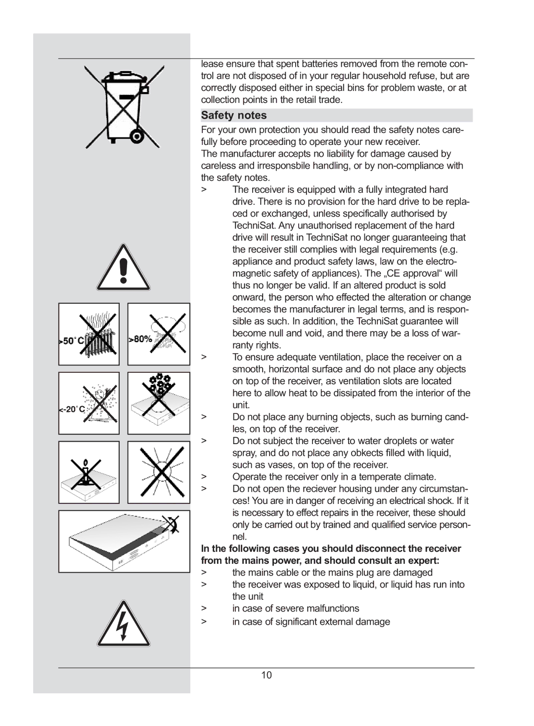 TechniSat DigiCorder S2 manual Safety notes, Nel 