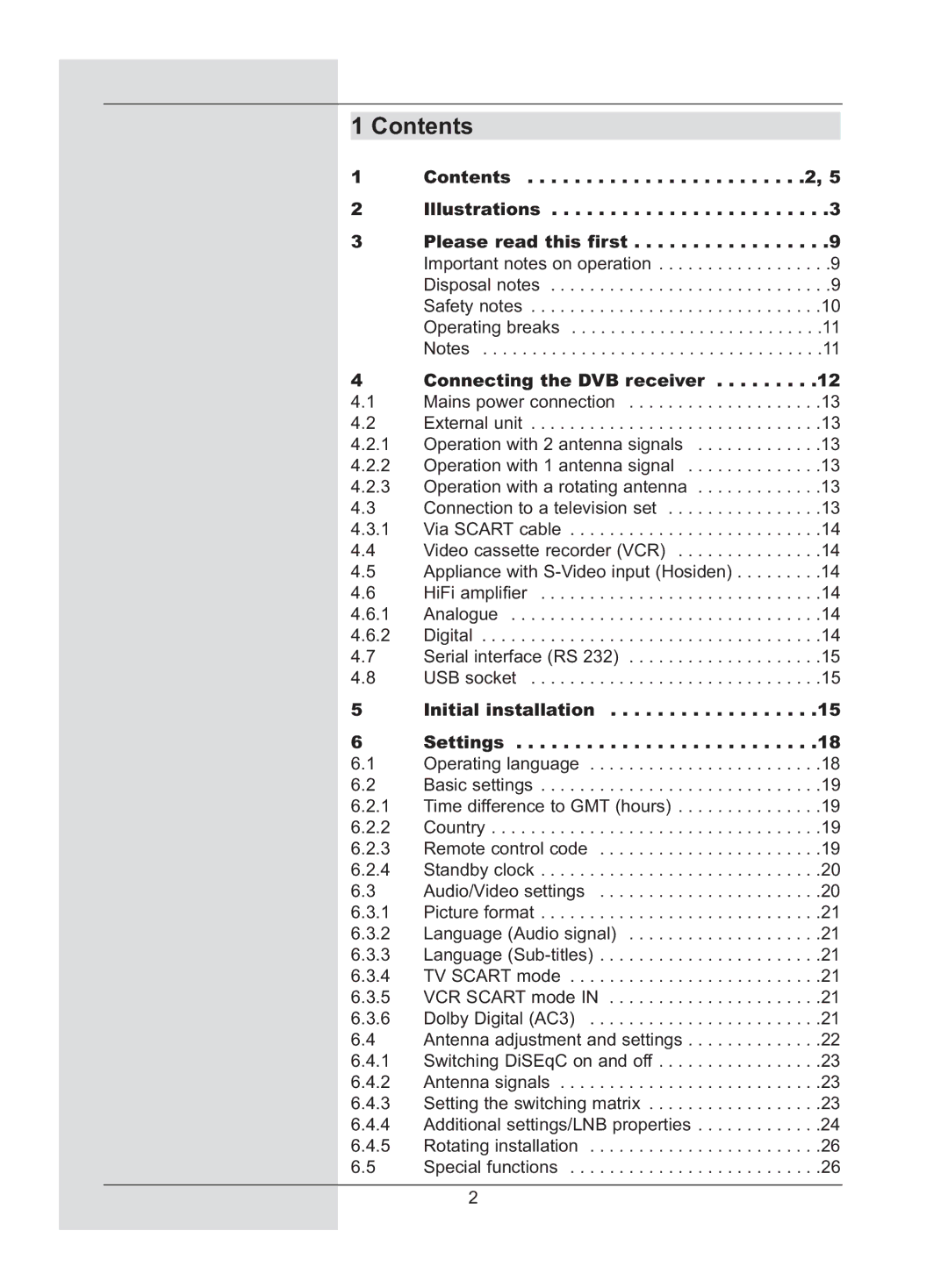 TechniSat DigiCorder S2 manual Contents 