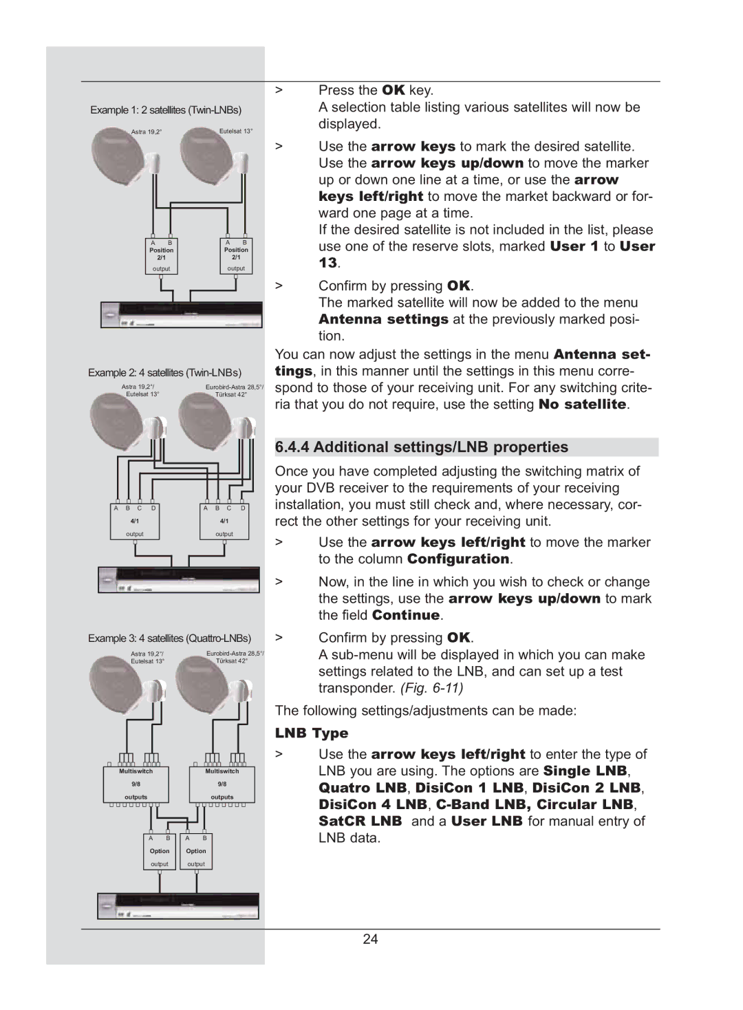 TechniSat DigiCorder S2 manual Additional settings/LNB properties, LNB Type 