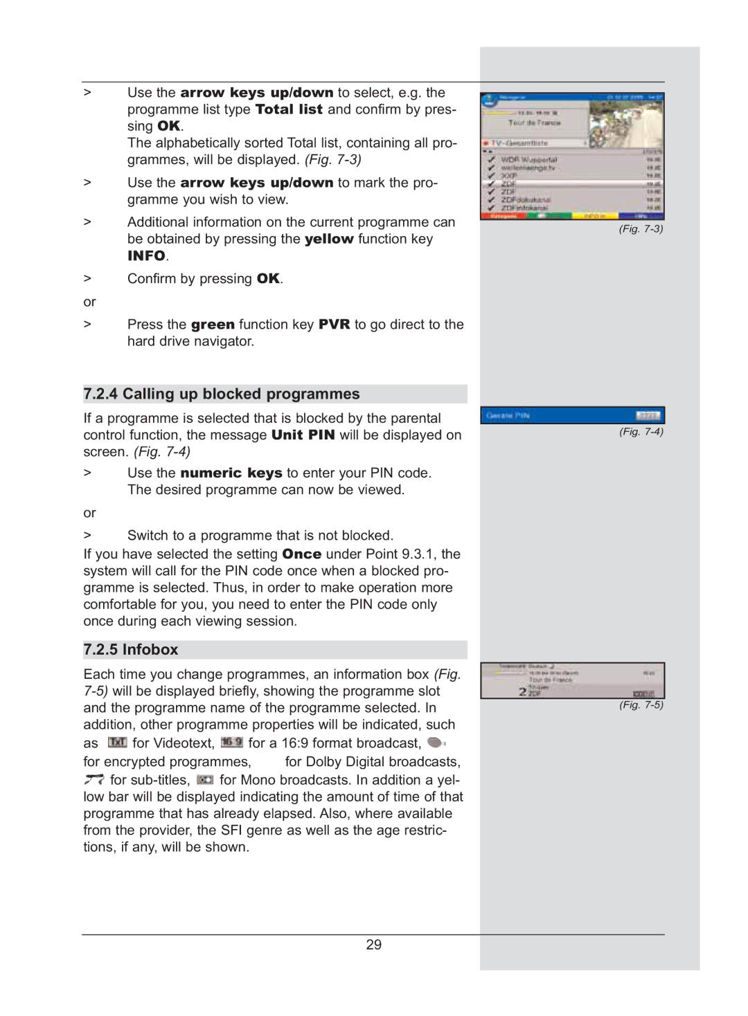 TechniSat DigiCorder S2 manual Calling up blocked programmes, Infobox 