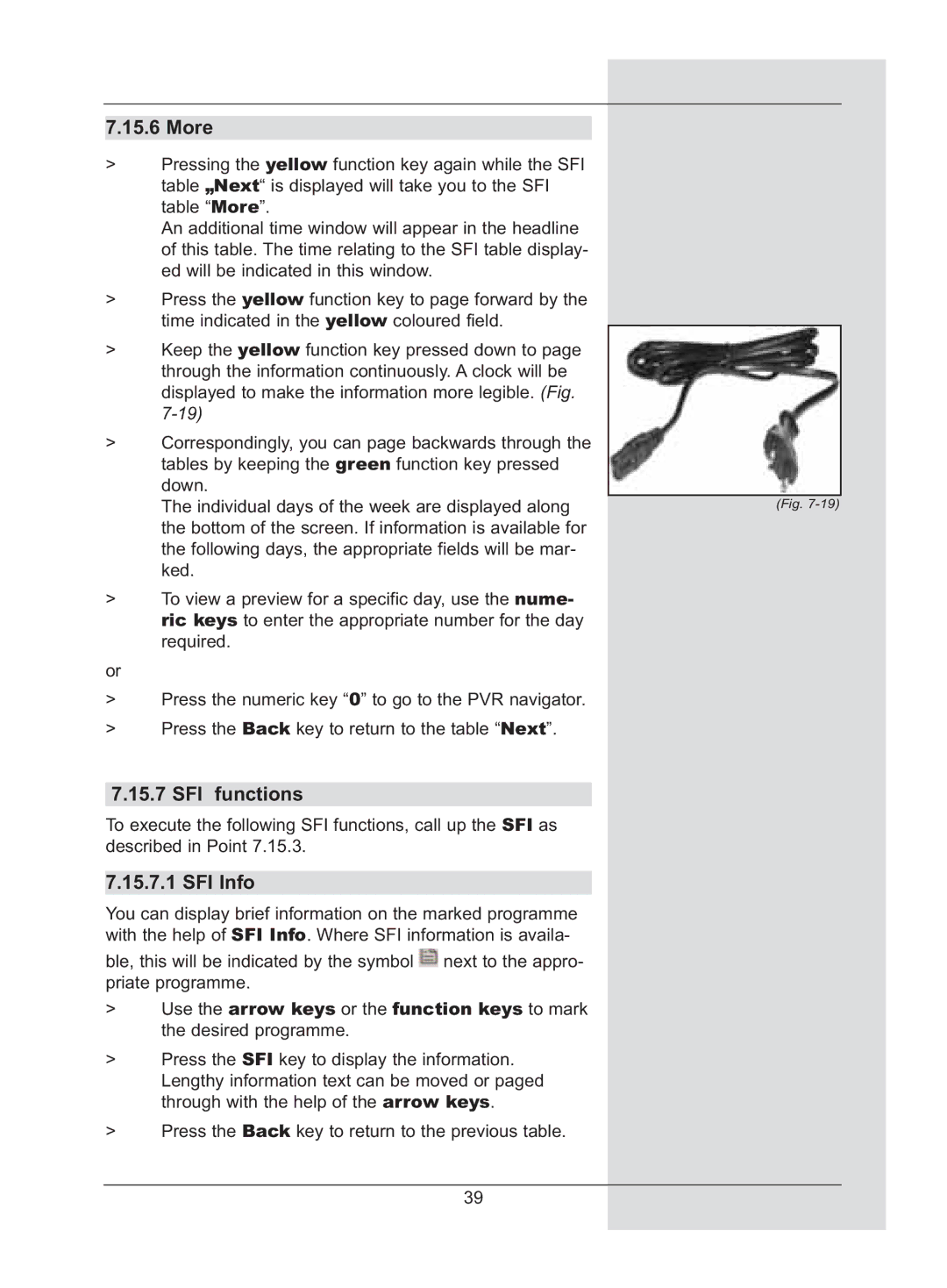 TechniSat DigiCorder S2 manual More, SFI functions, SFI Info 