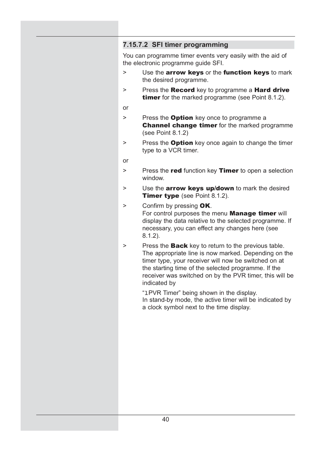 TechniSat DigiCorder S2 manual SFI timer programming 