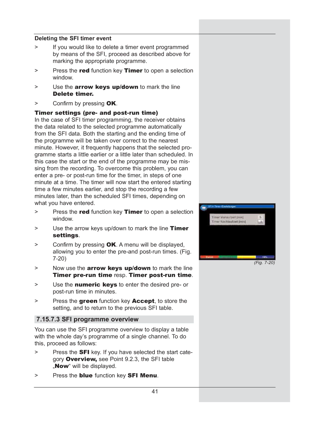 TechniSat DigiCorder S2 manual SFI programme overview, Deleting the SFI timer event, Delete timer 