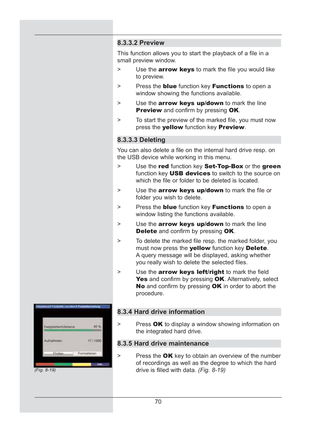 TechniSat DigiCorder S2 manual Preview, Hard drive information, Hard drive maintenance 