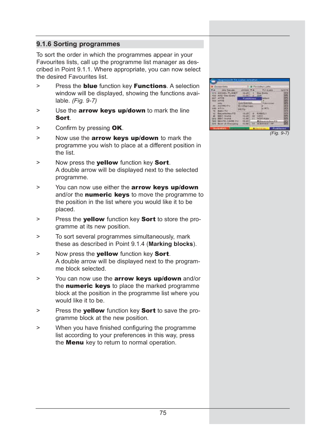 TechniSat DigiCorder S2 manual Sorting programmes 