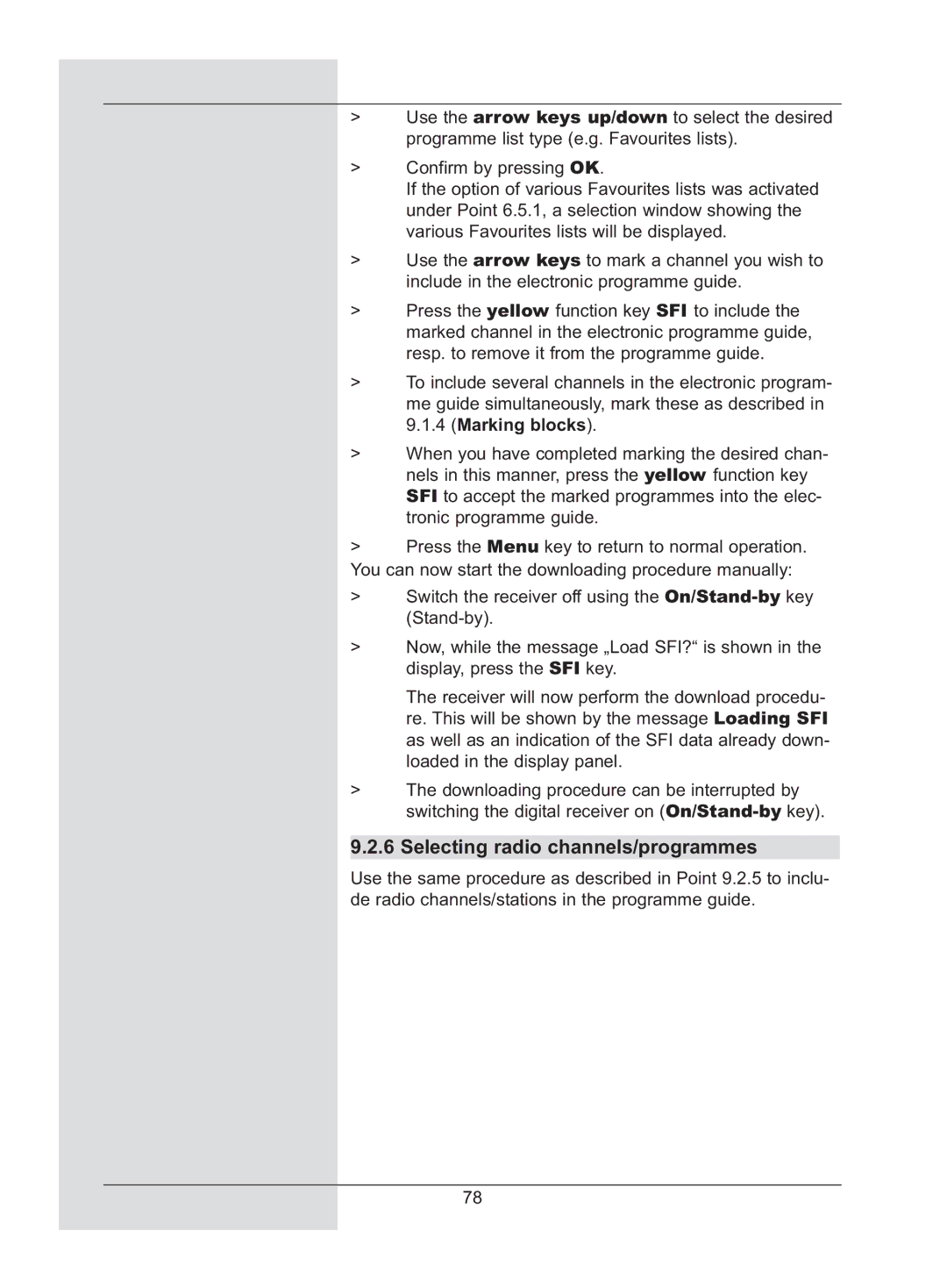 TechniSat DigiCorder S2 manual Selecting radio channels/programmes 