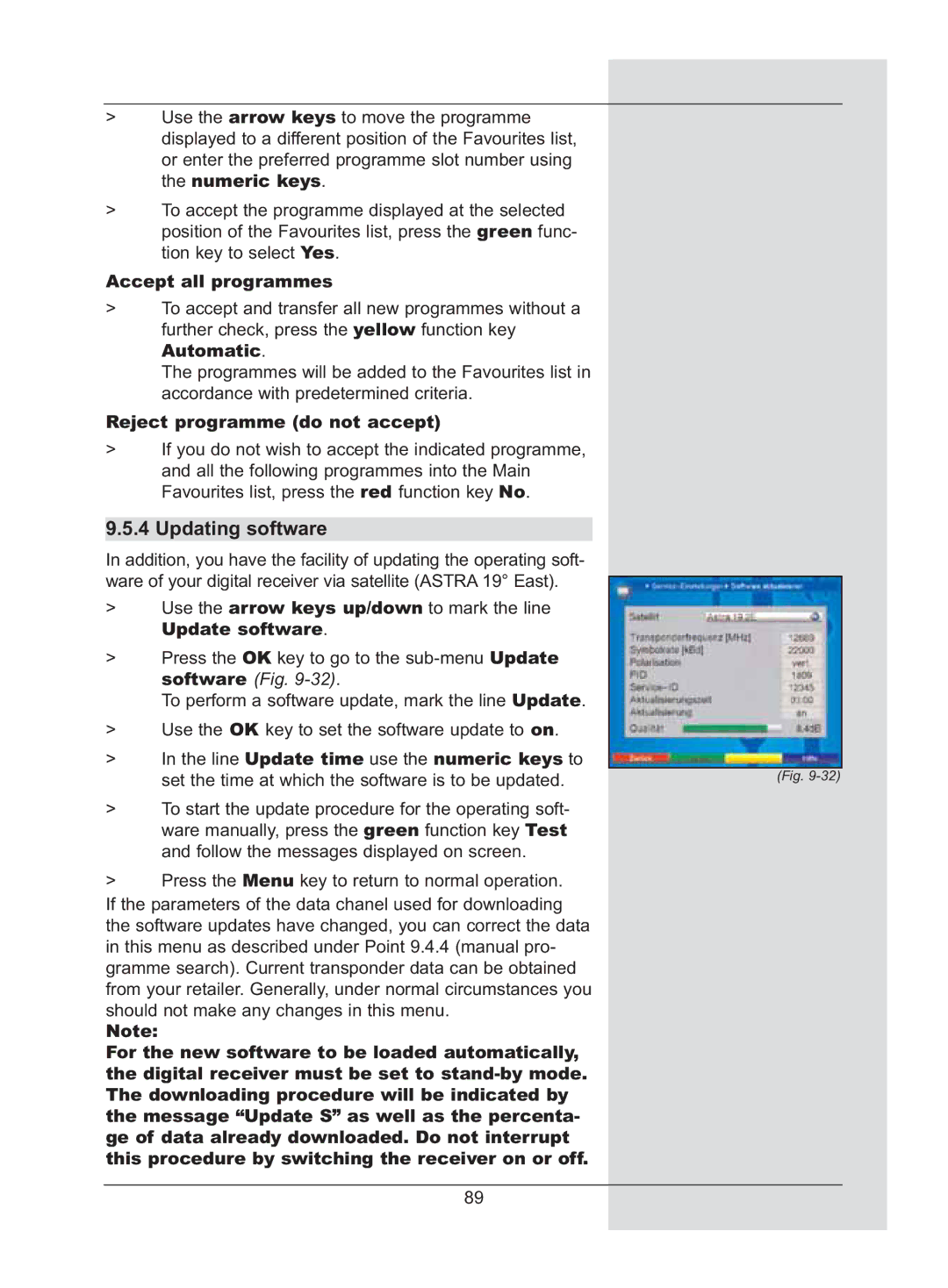 TechniSat DigiCorder S2 manual Updating software 