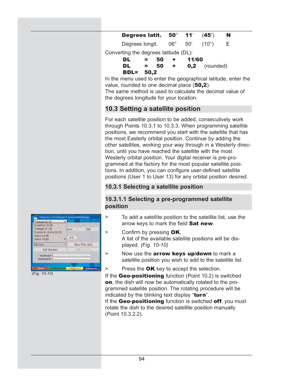 TechniSat DigiCorder S2 manual Setting a satellite position, 50,2 