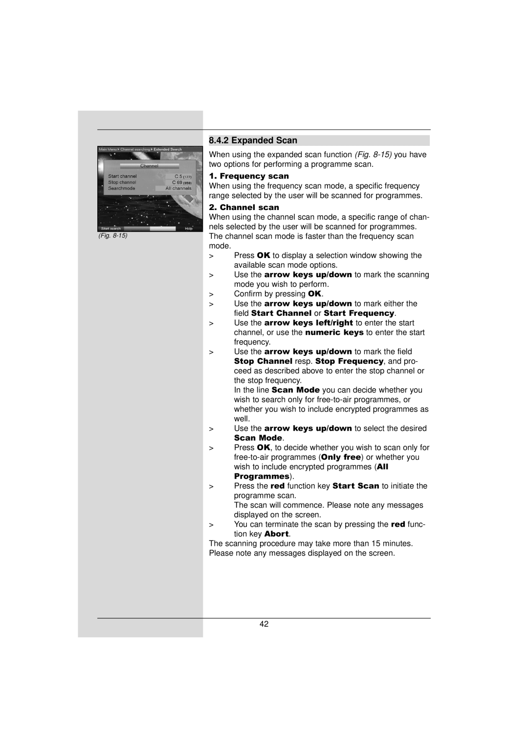 TechniSat DigiPal 2 manual Expanded Scan, Channel scan 