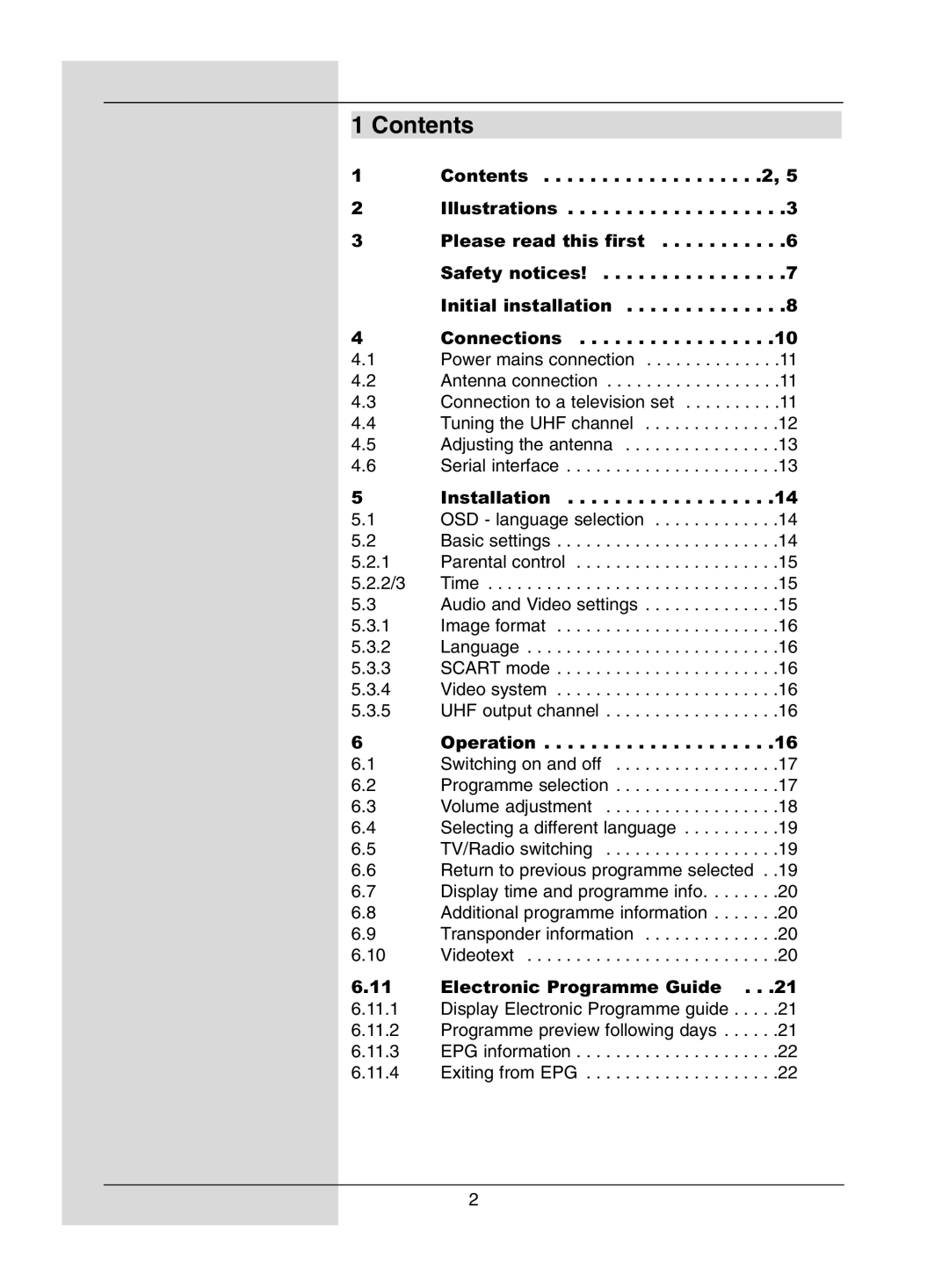 TechniSat DigiPal1 manual Contents 