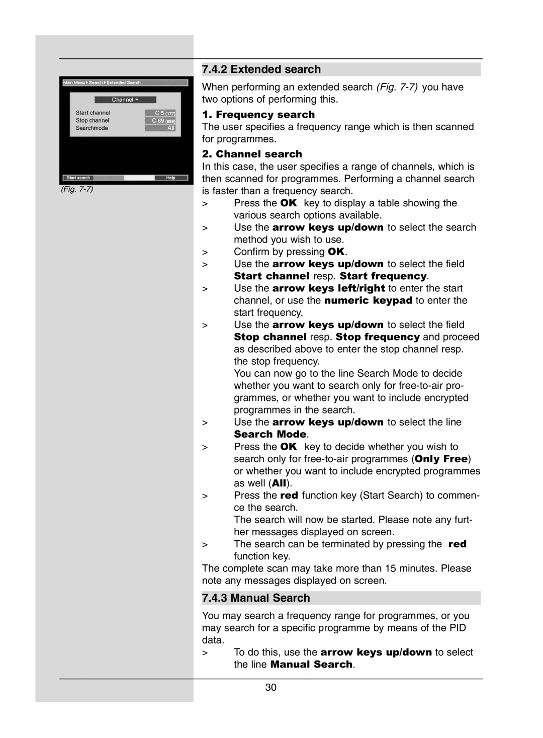 TechniSat DigiPal1 manual Extended search 