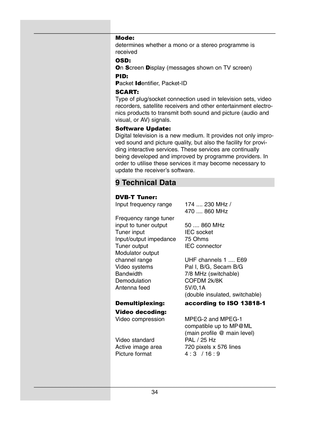 TechniSat DigiPal1 manual Technical Data, Scart 