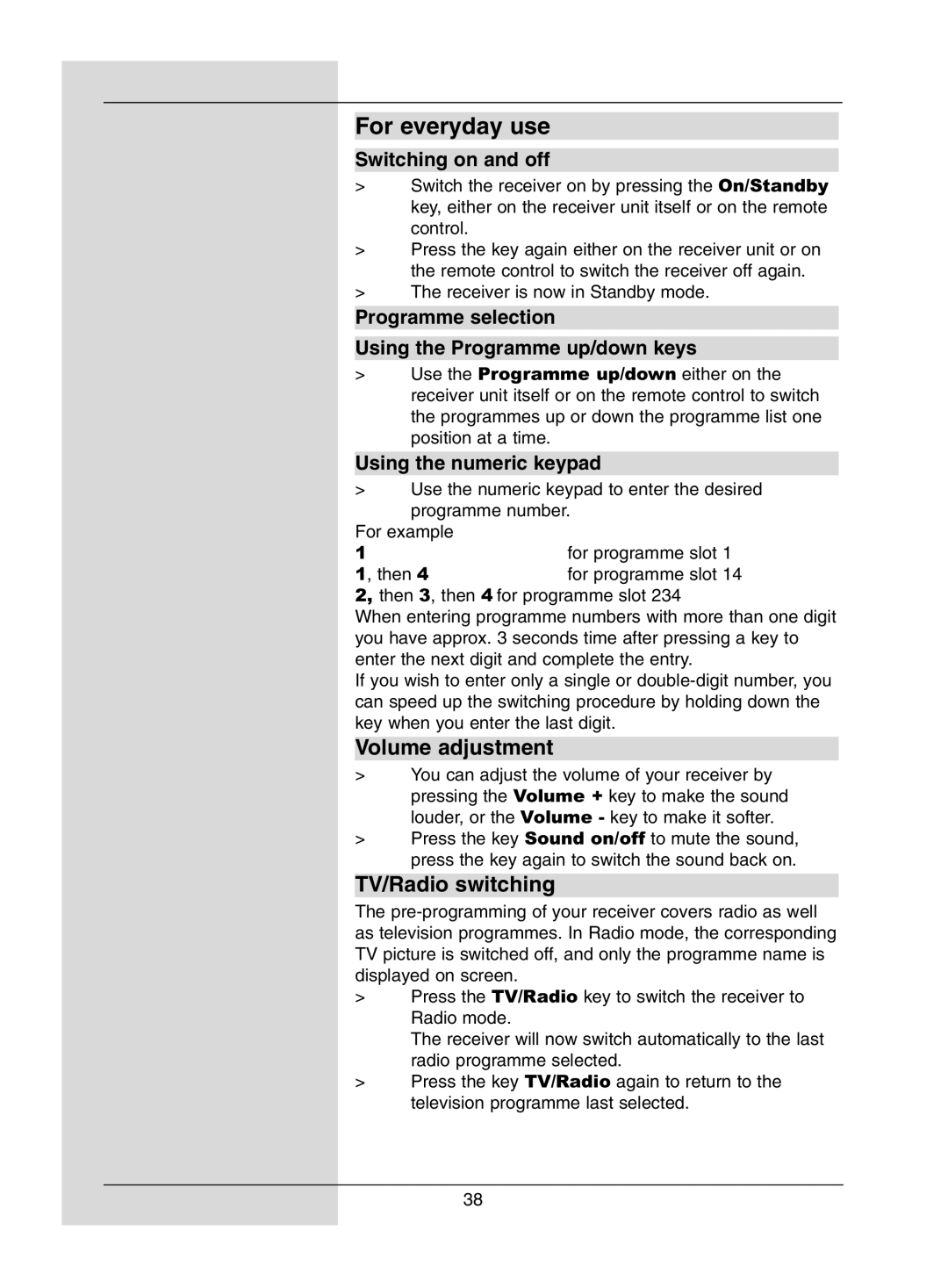 TechniSat DigiPal1 manual For everyday use, Volume adjustment, Switching on and off 