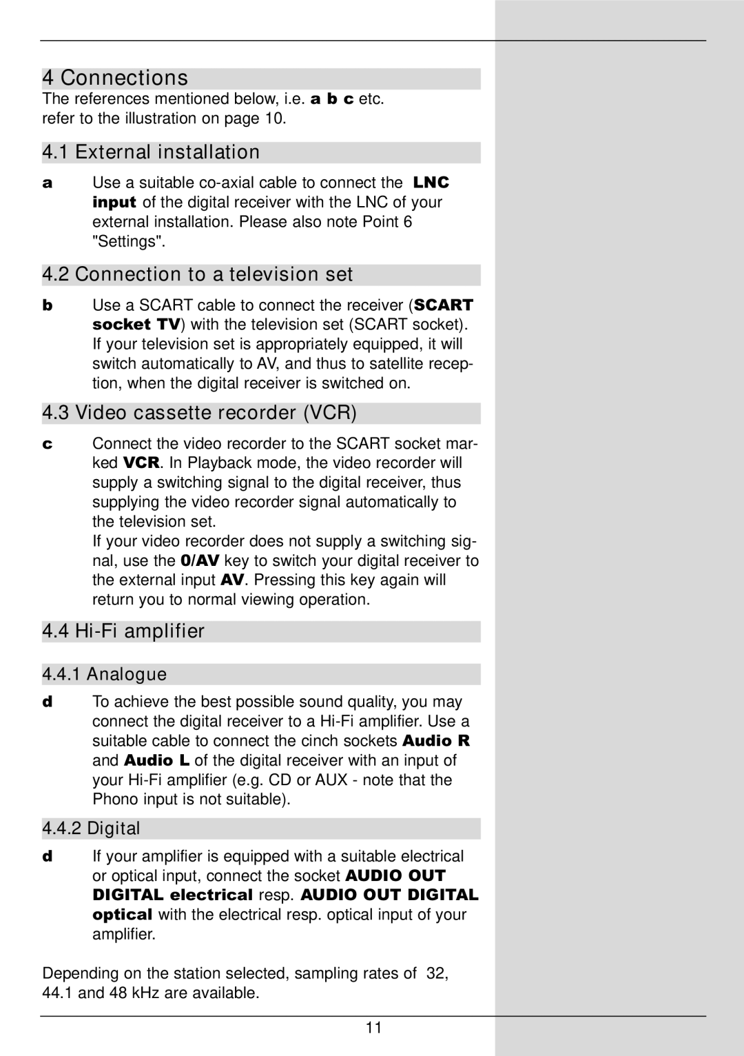 TechniSat DIGIT MF4-S manual Connections, Analogue, Digital 