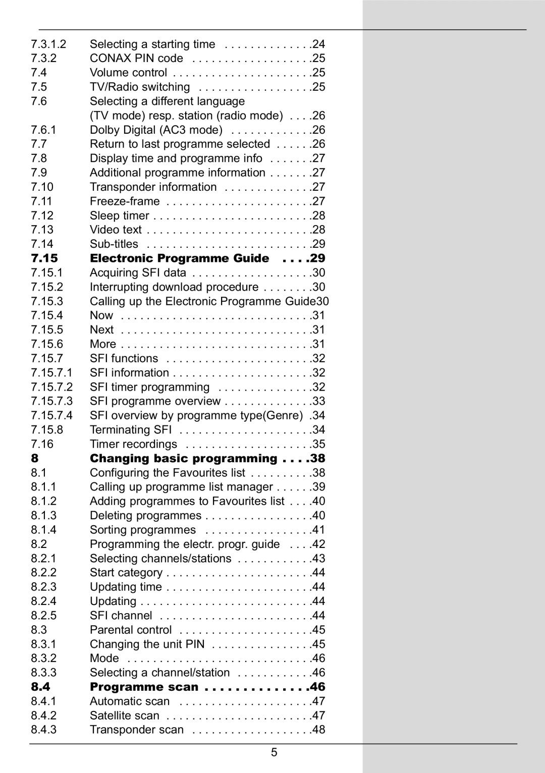 TechniSat DIGIT MF4-S manual Electronic Programme Guide, Changing basic programming, Programme scan 