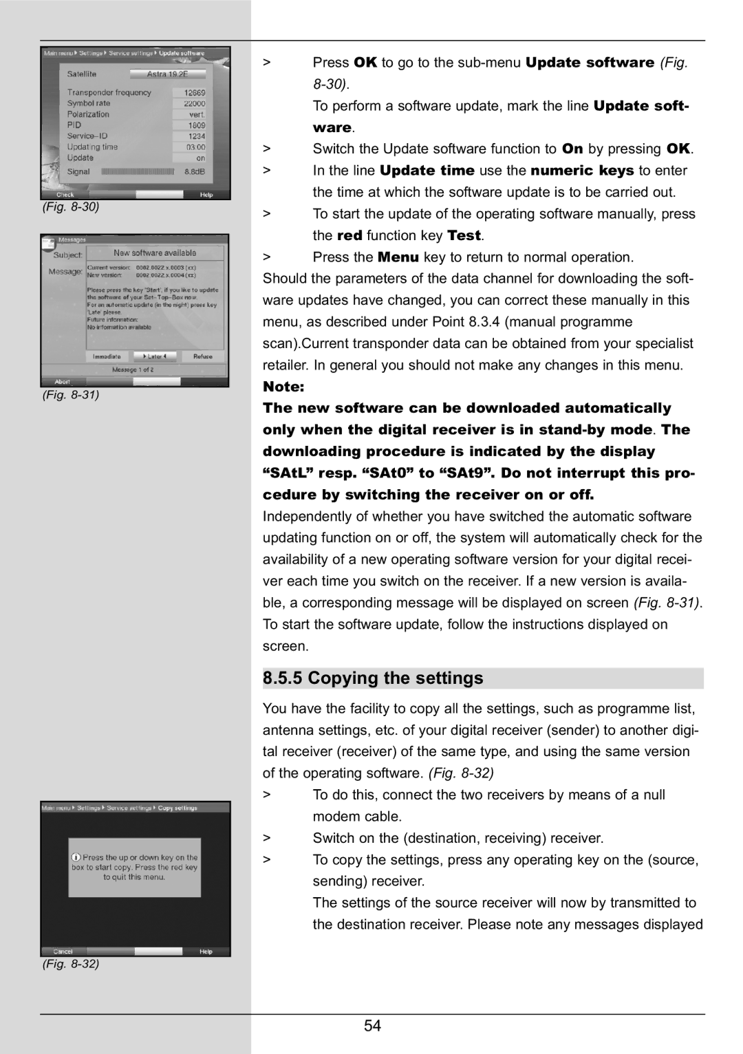 TechniSat DIGIT MF4-S manual Copying the settings 