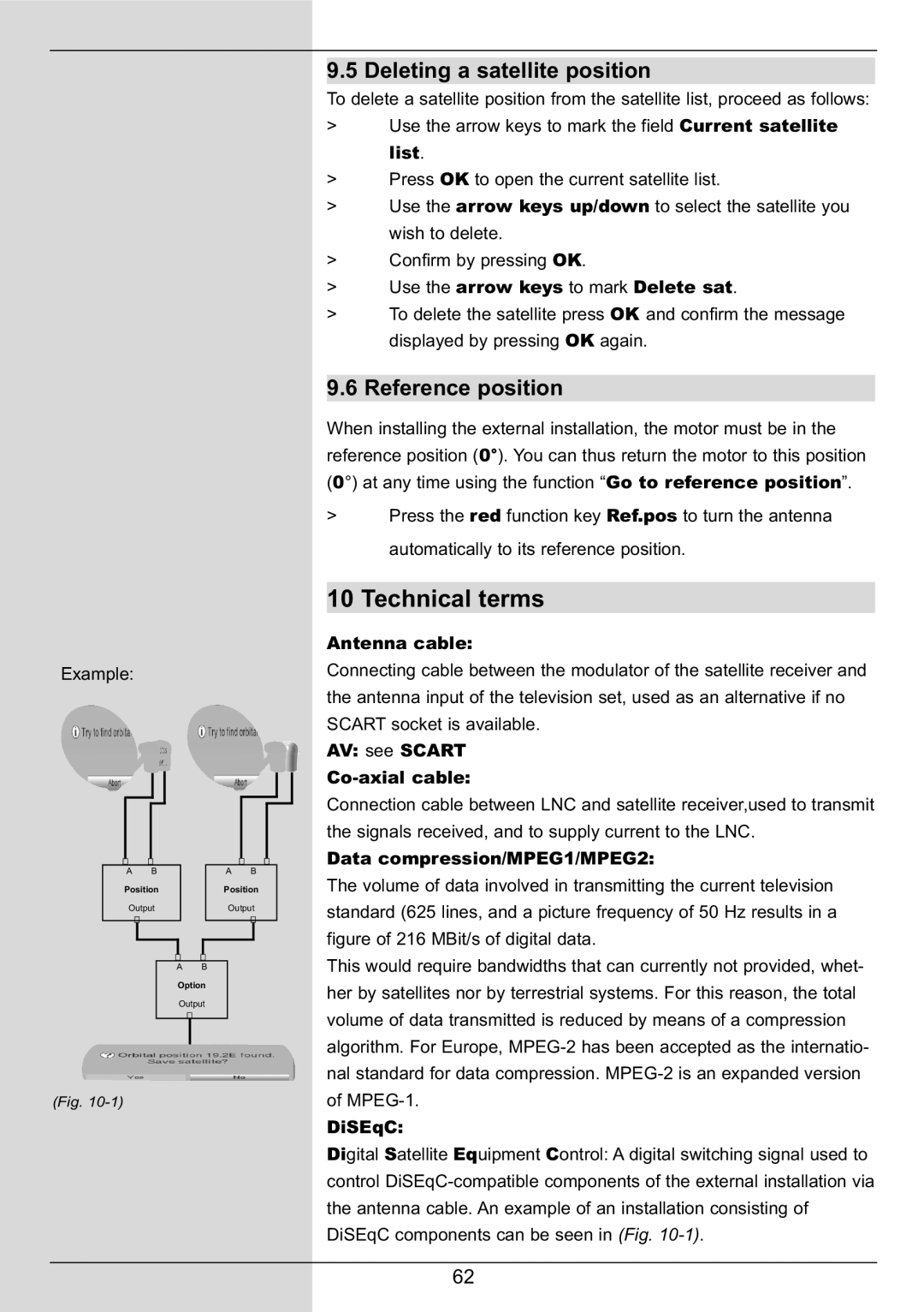 TechniSat DIGIT MF4-S manual Deleting a satellite position, Reference position 