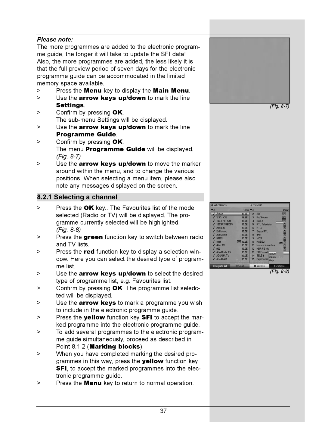 TechniSat DigitMod T1 manual Selecting a channel, Programme Guide 