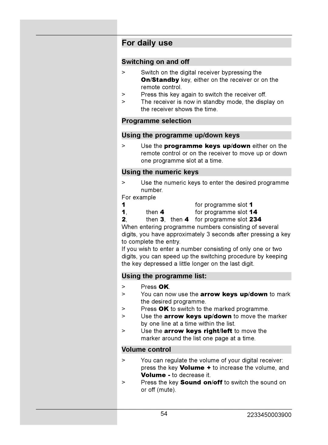 TechniSat DigitMod T1 manual For daily use, Switching on and off, Programme selection Using the programme up/down keys 