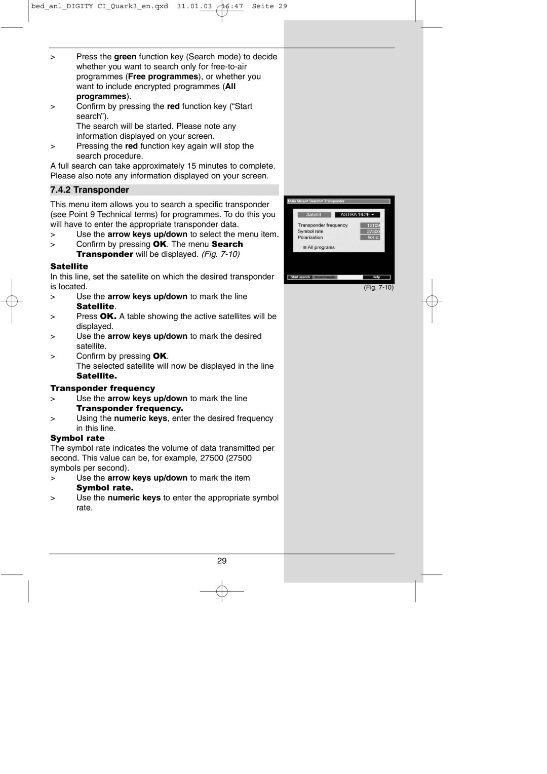 TechniSat DIGITY CI Operating Manual manual Transponder 