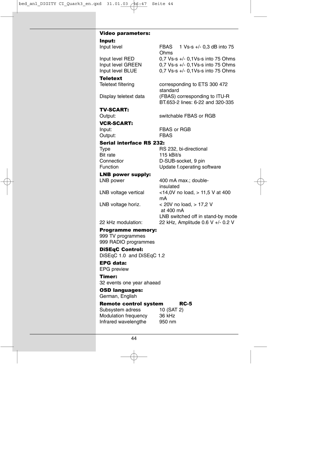 TechniSat DIGITY CI Operating Manual manual Tv-Scart 