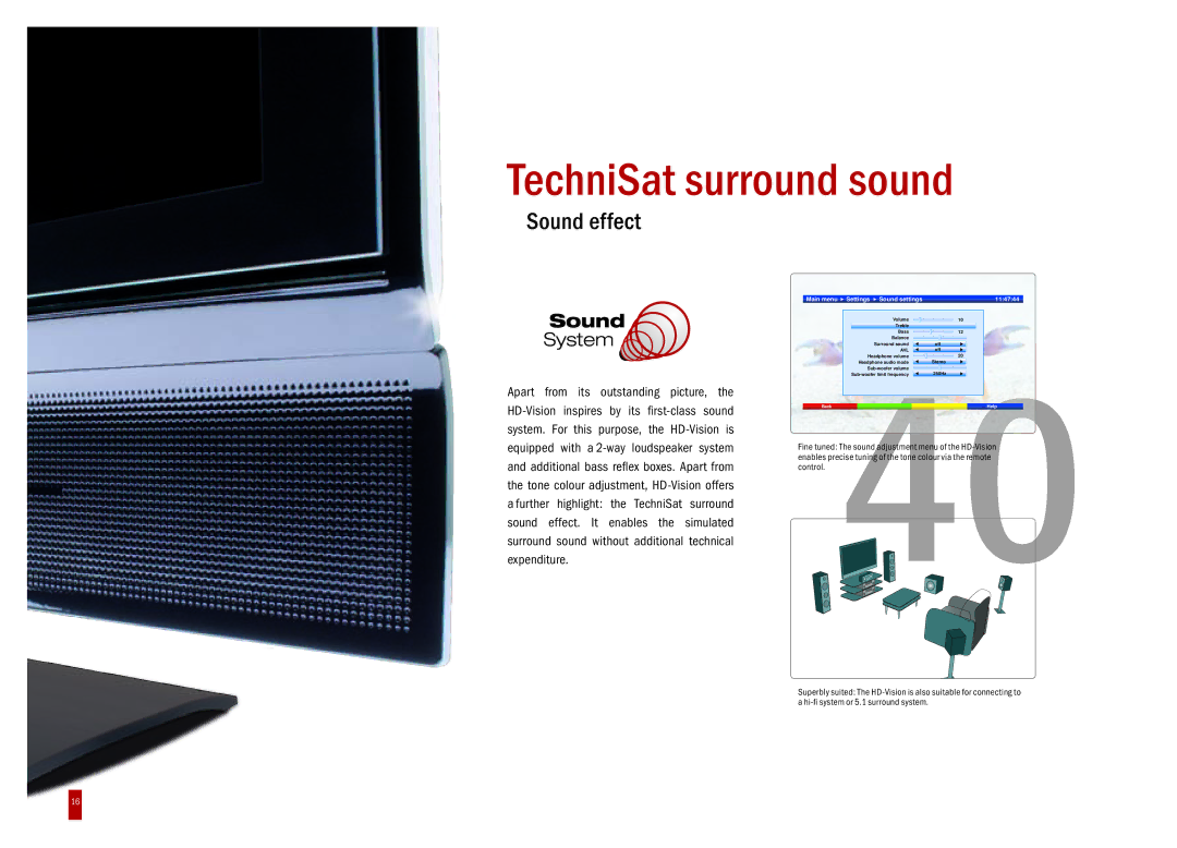 TechniSat DVB-T, DVB-S, DVB-C manual TechniSat surround sound, Sound effect 