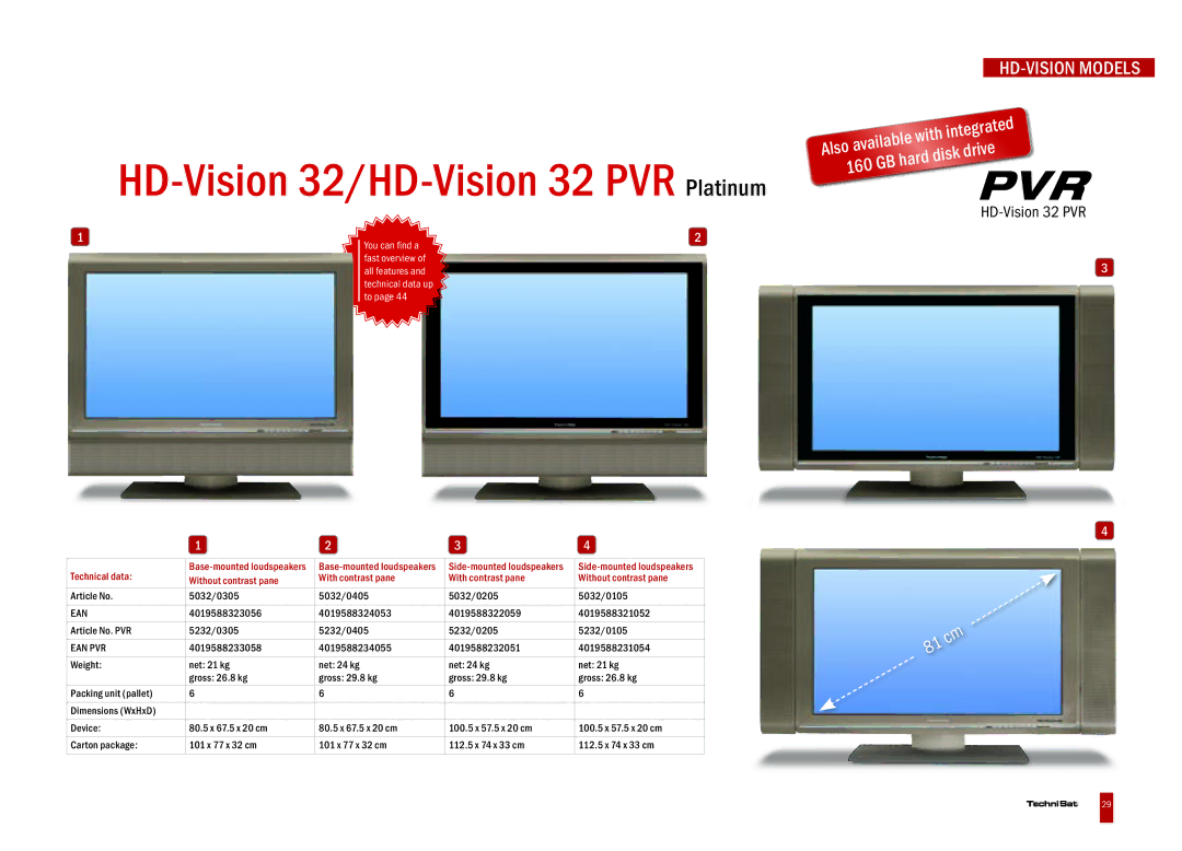 TechniSat DVB-C, DVB-S, DVB-T manual HD-Vision 32/HD-Vision 32 PVR Platinum 