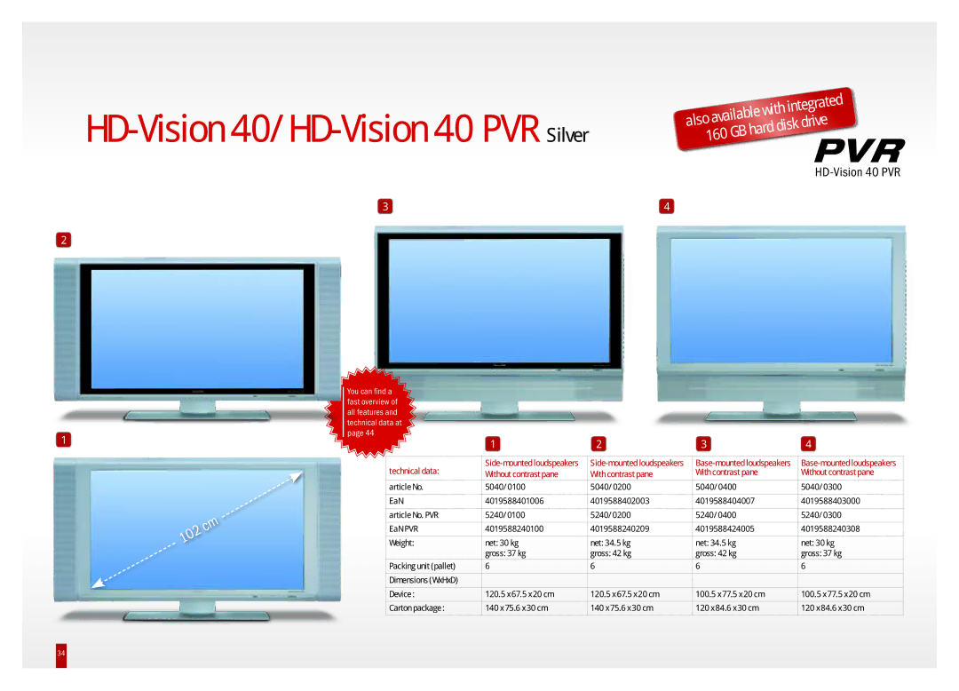 TechniSat DVB-T, DVB-S, DVB-C manual HD-Vision 40/HD-Vision 40 PVR Silver 