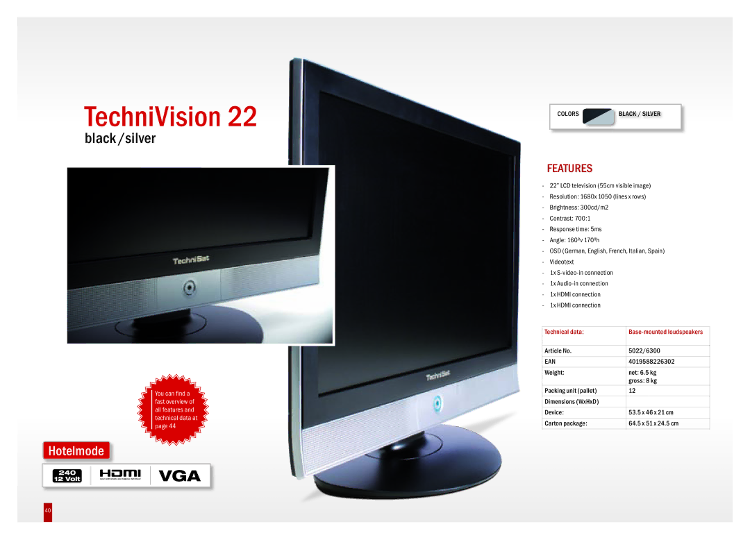 TechniSat DVB-T, DVB-S, DVB-C manual TechniVision, Black /silver 