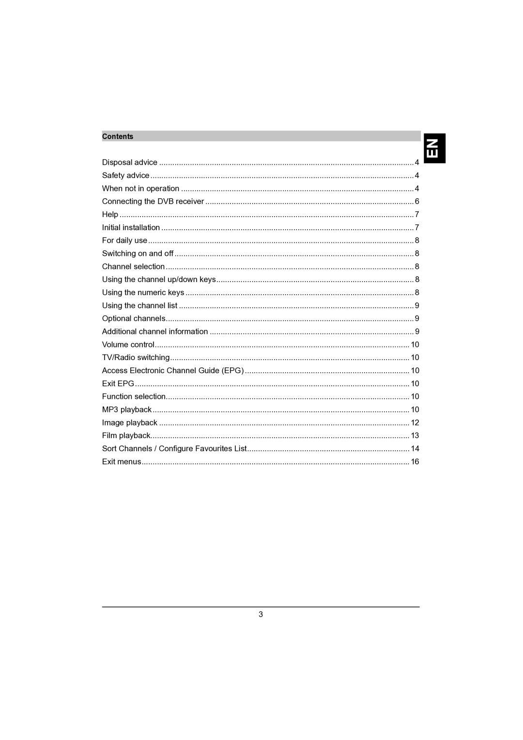 TechniSat DVB-S manual Contents 