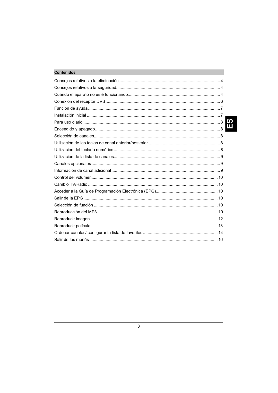 TechniSat DVB-S manual Contenidos 