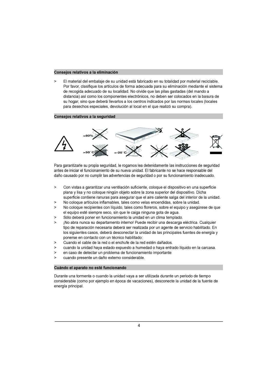 TechniSat DVB-S manual Consejos relativos a la eliminación, Consejos relativos a la seguridad 